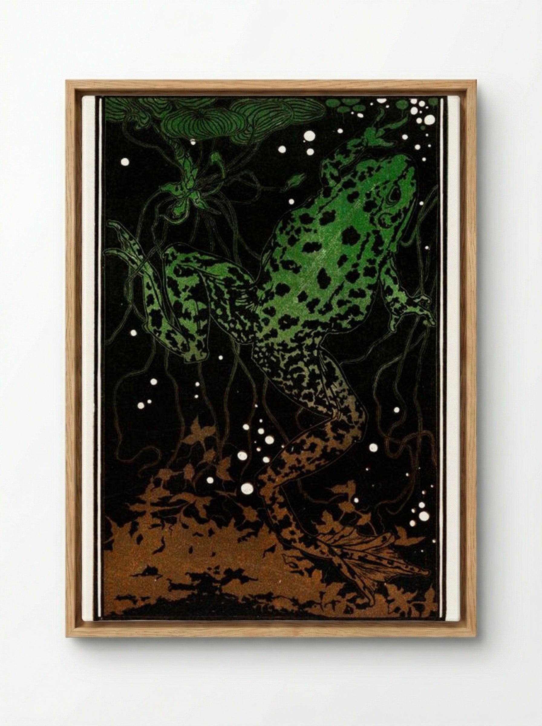 Swimming Frog - Julie de Graag - Framed Canvas Wood