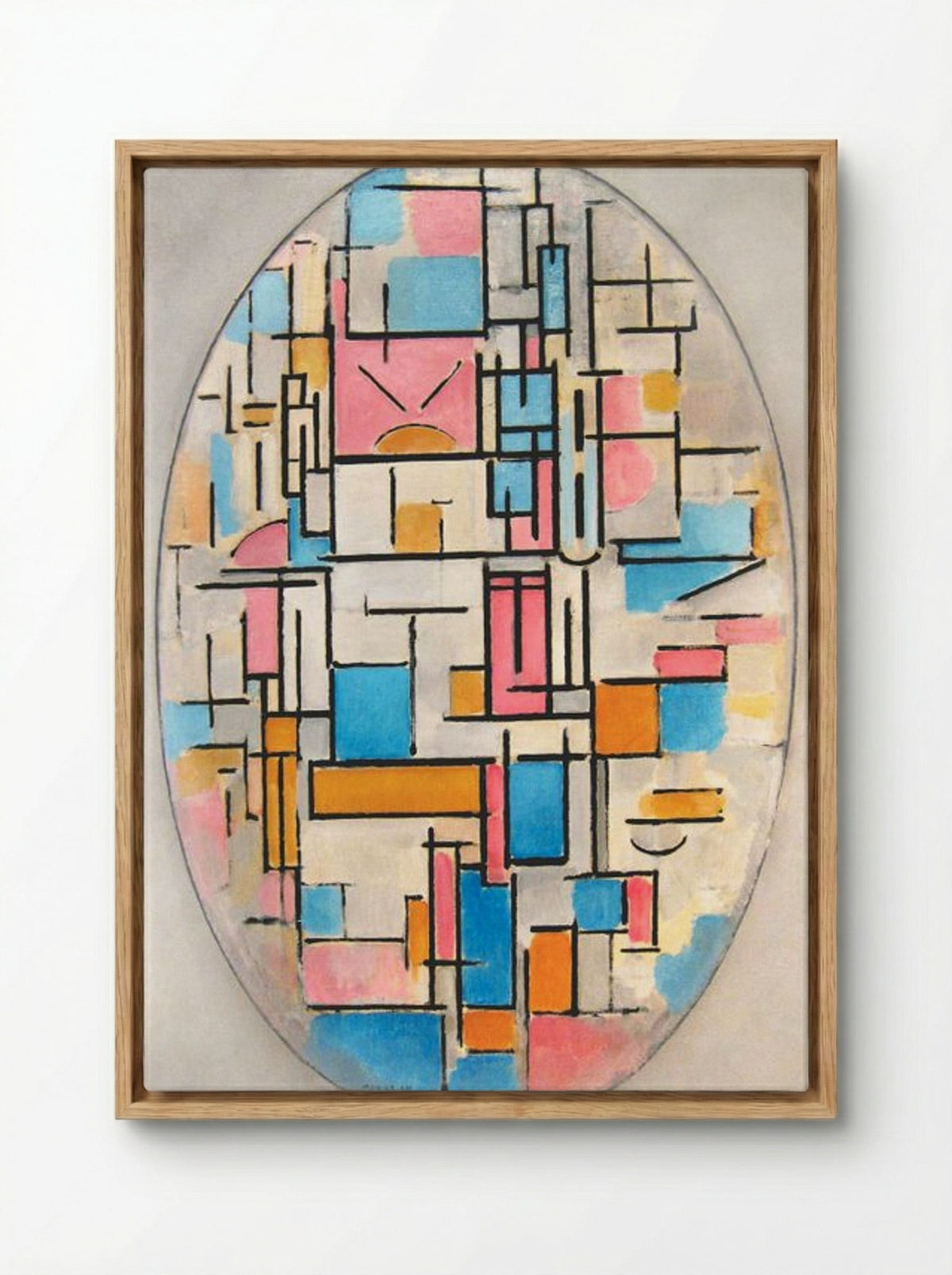 Composition in Oval with Colour Planes 1 - Piet Mondrian - Framed Canvas Wood