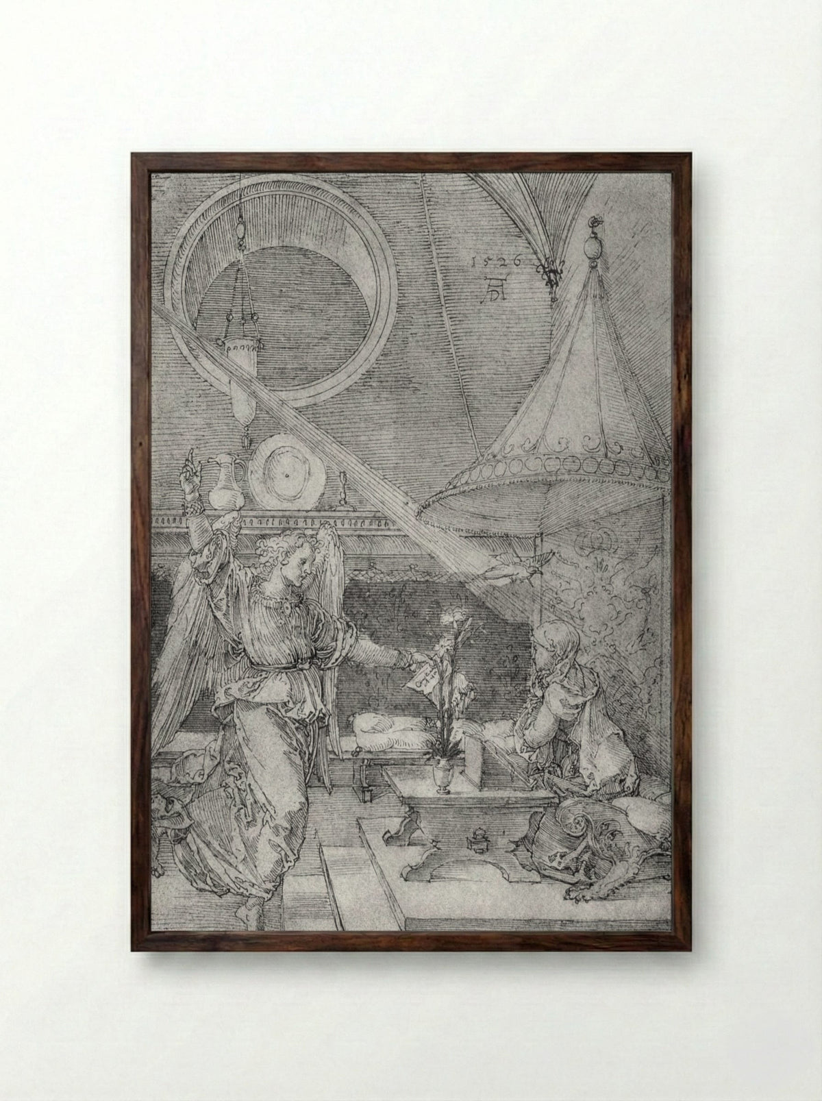 Annunciation - Albrecht Dürer - Framed Print Dark Wood