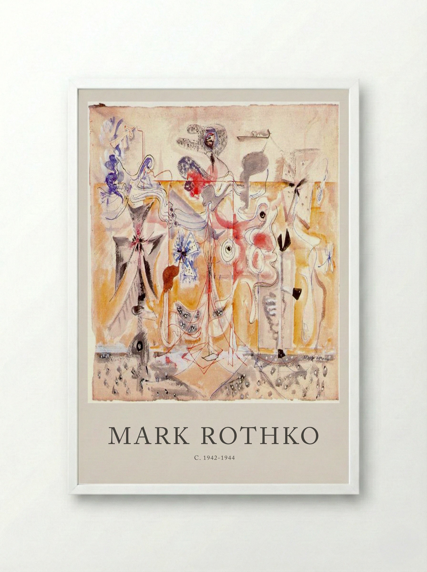 Untitled (Biomorphic Composition) - Mark Rothko - Framed Print White