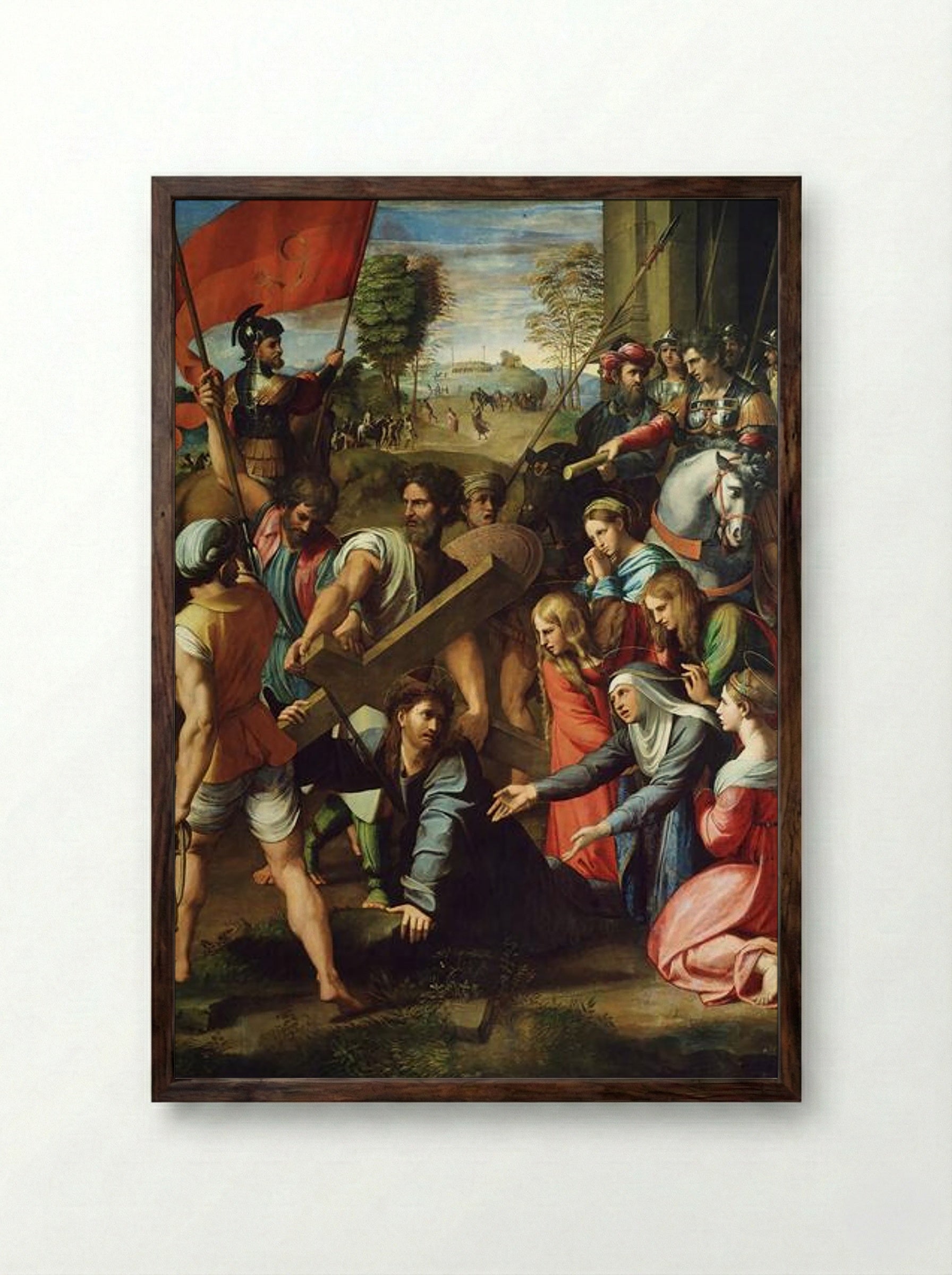 The Fall on the Road to Calvary - Raphael - Framed Print Dark Wood