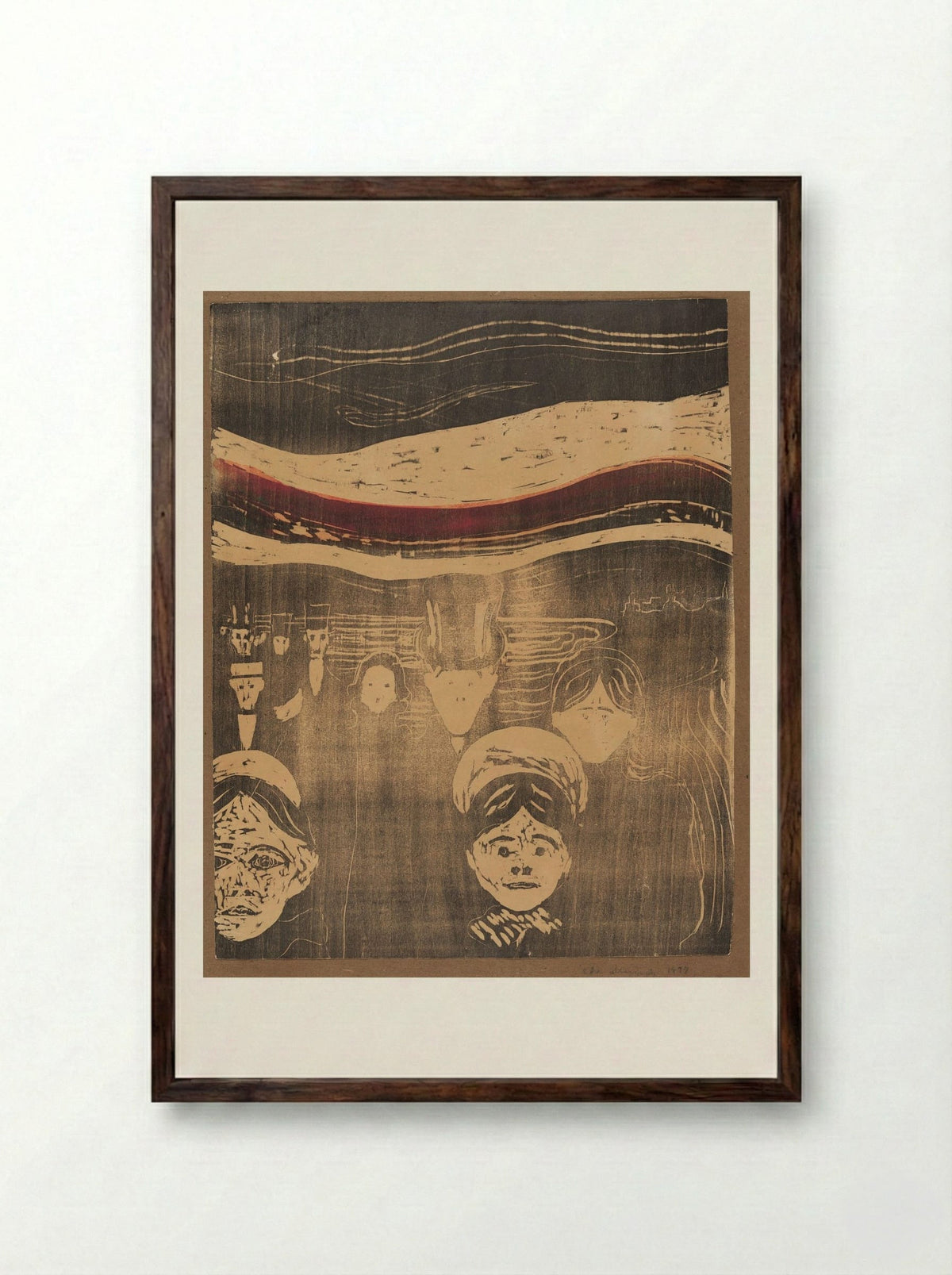 Angst - Edvard Munch - Framed Print Dark Wood