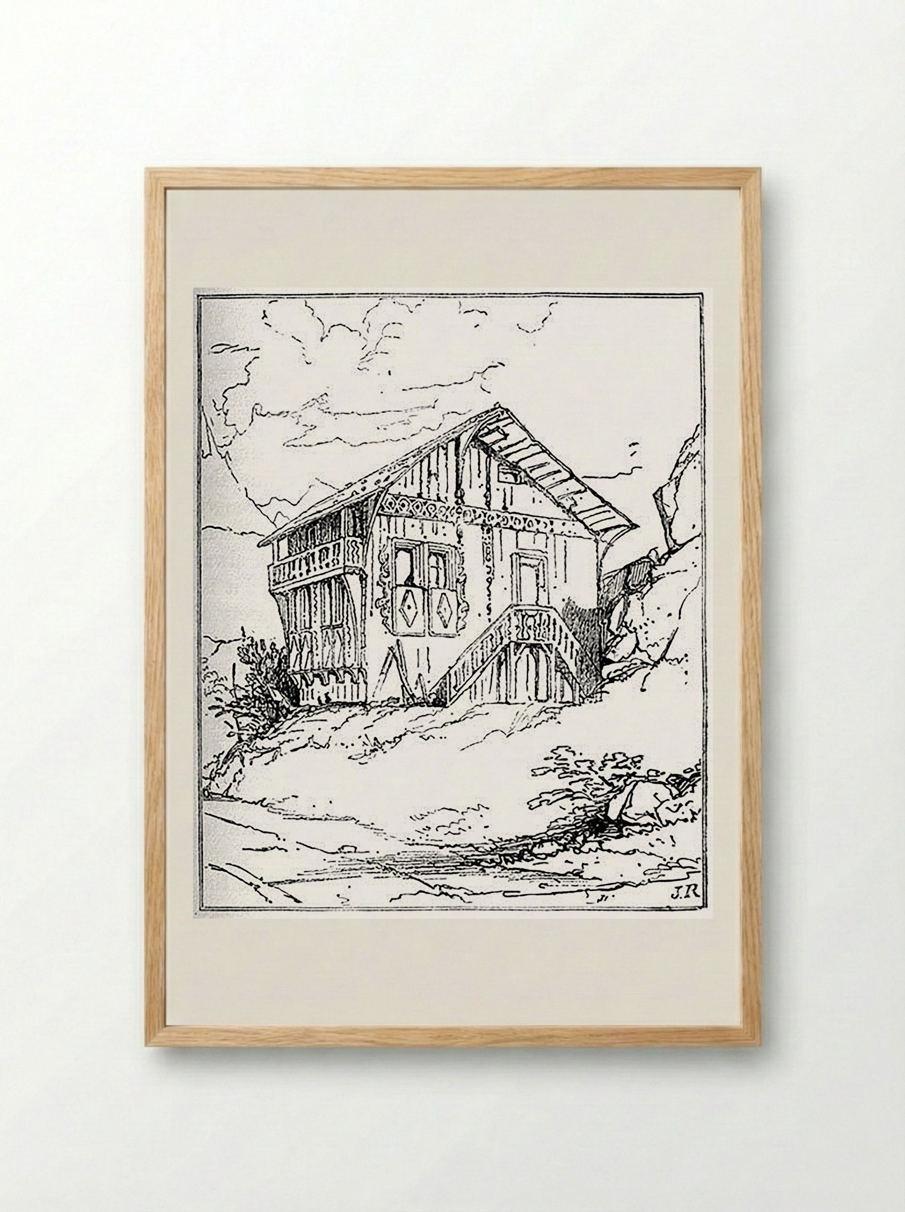 Cottage near Altdorf - Fine Art Print - Framed Print Wood