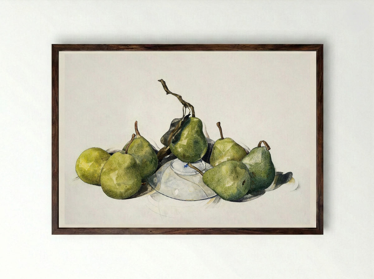 Green Pears - Charles Demuth - Framed Print Dark Wood