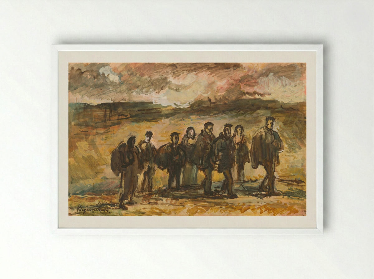 Refugees - Cyprián Majerník - Framed Print White