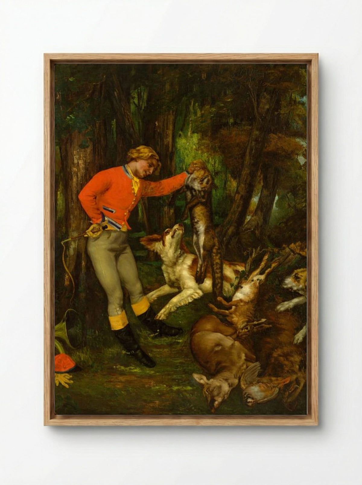 After the Hunt - Gustave Courbet - Framed Canvas Wood