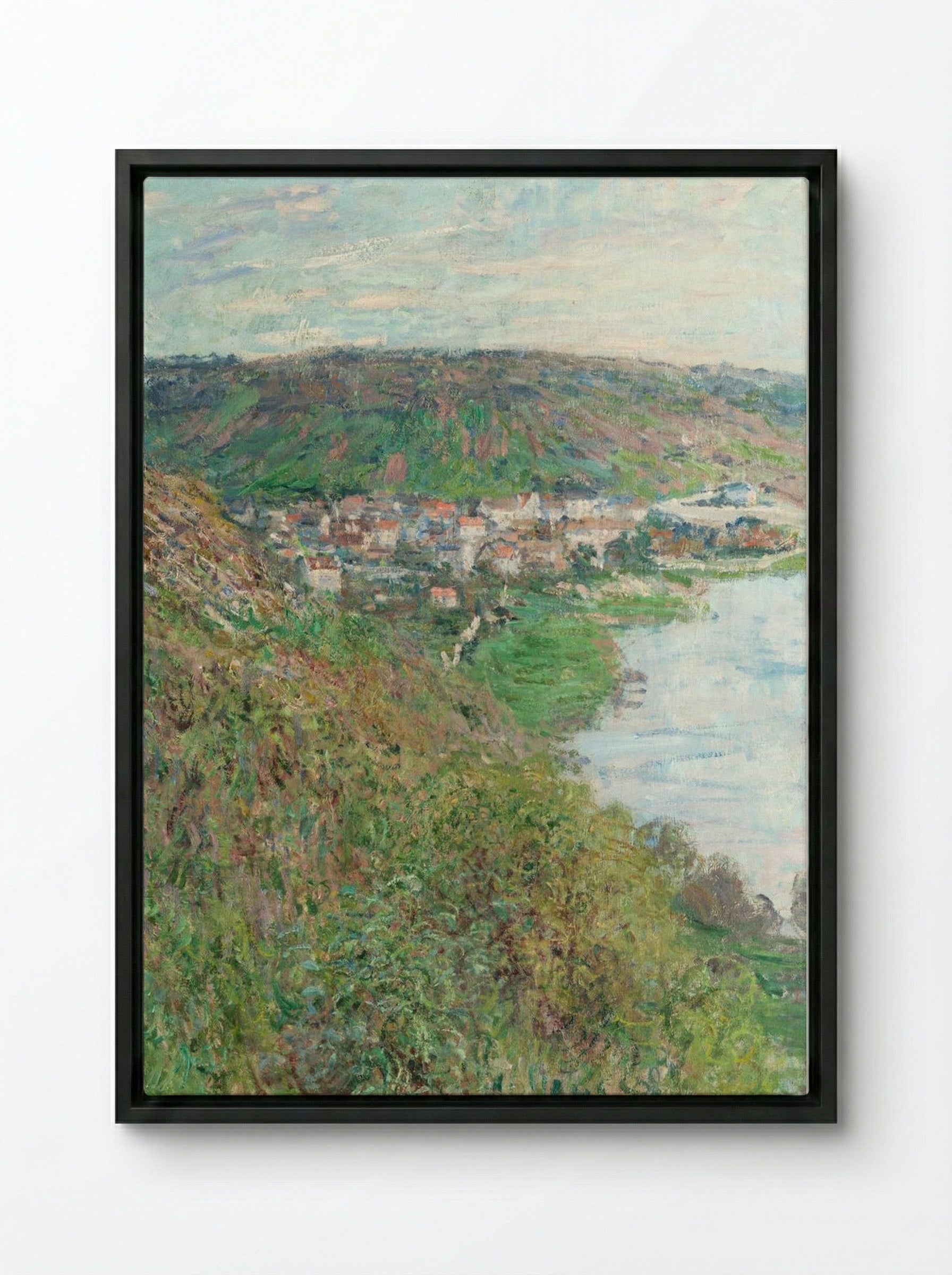 View of Vétheuil - Claude Monet - Framed Canvas Black