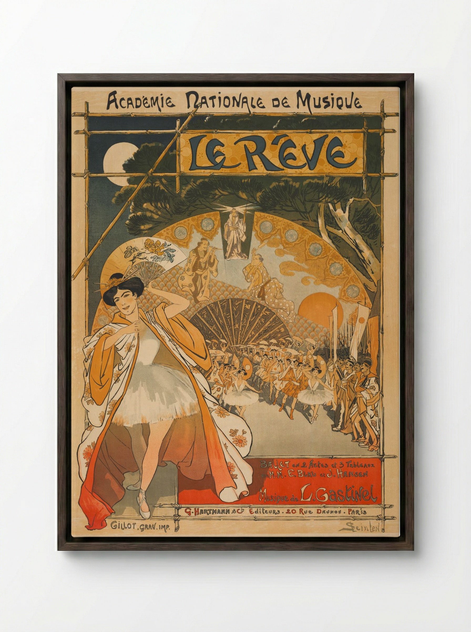 Le Rêve (The Dream) - Théophile Alexandre Steinlen - Framed Canvas Dark Wood