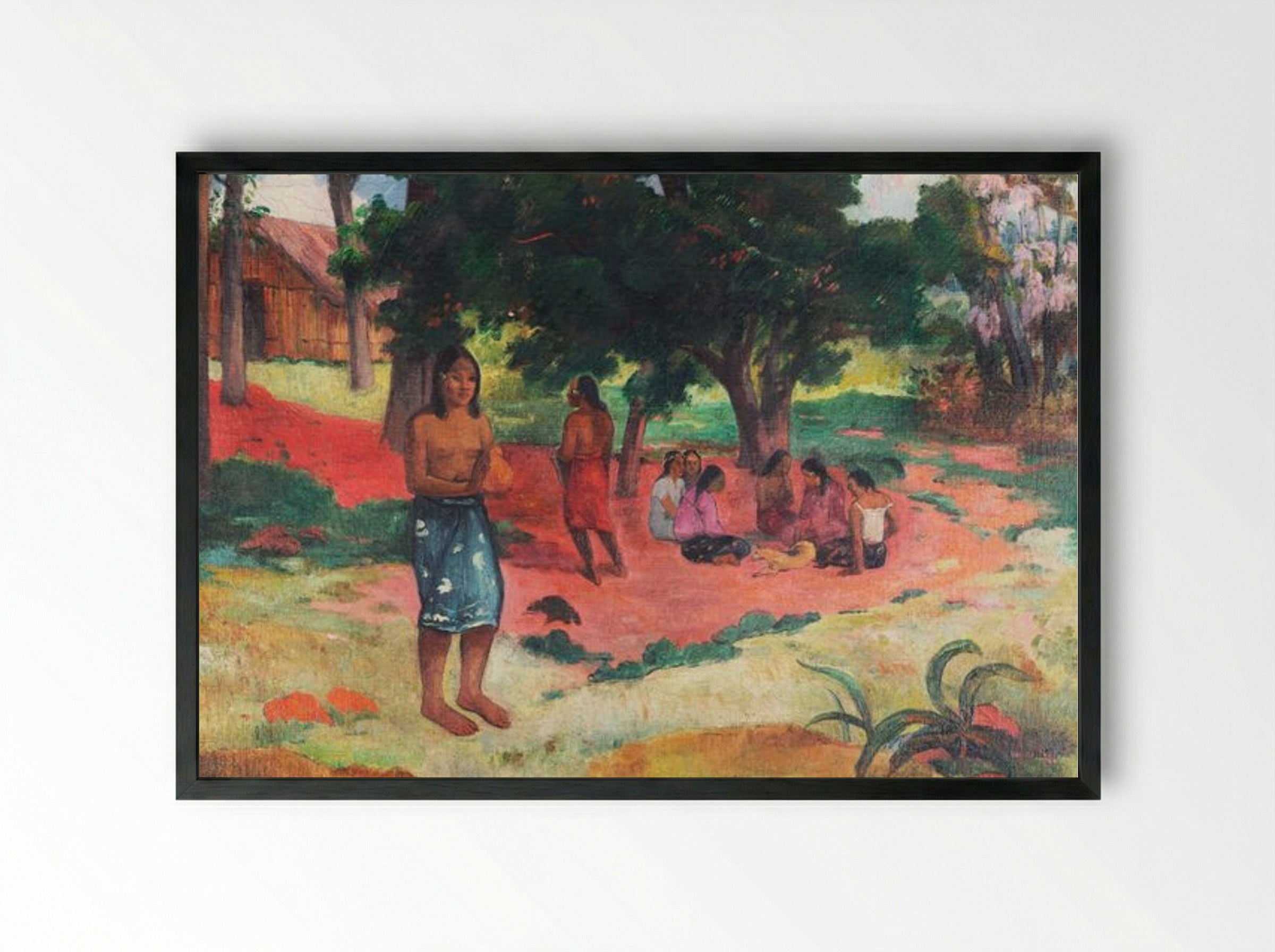 Whispered Words (Parau Parau) - Paul Gauguin - Framed Print Black