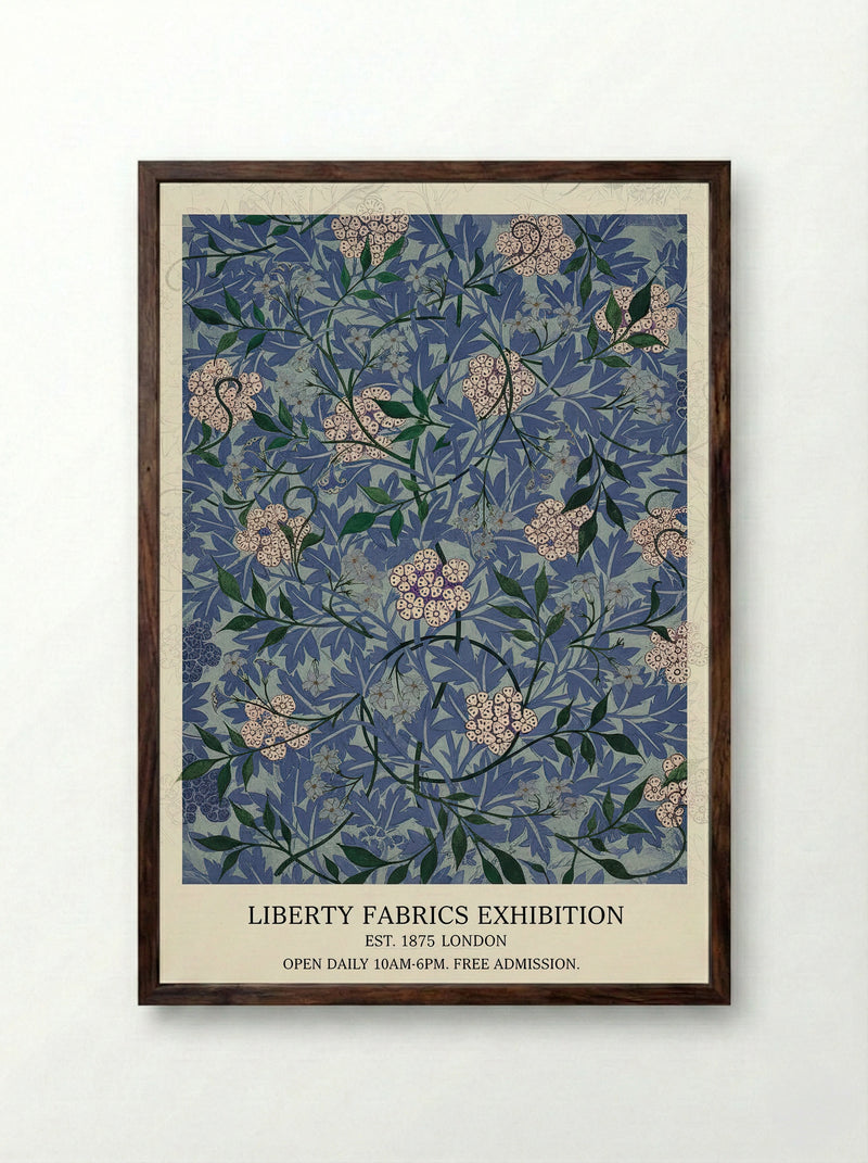 Floral Blue Harmony - William Morris - Framed Print Dark Wood