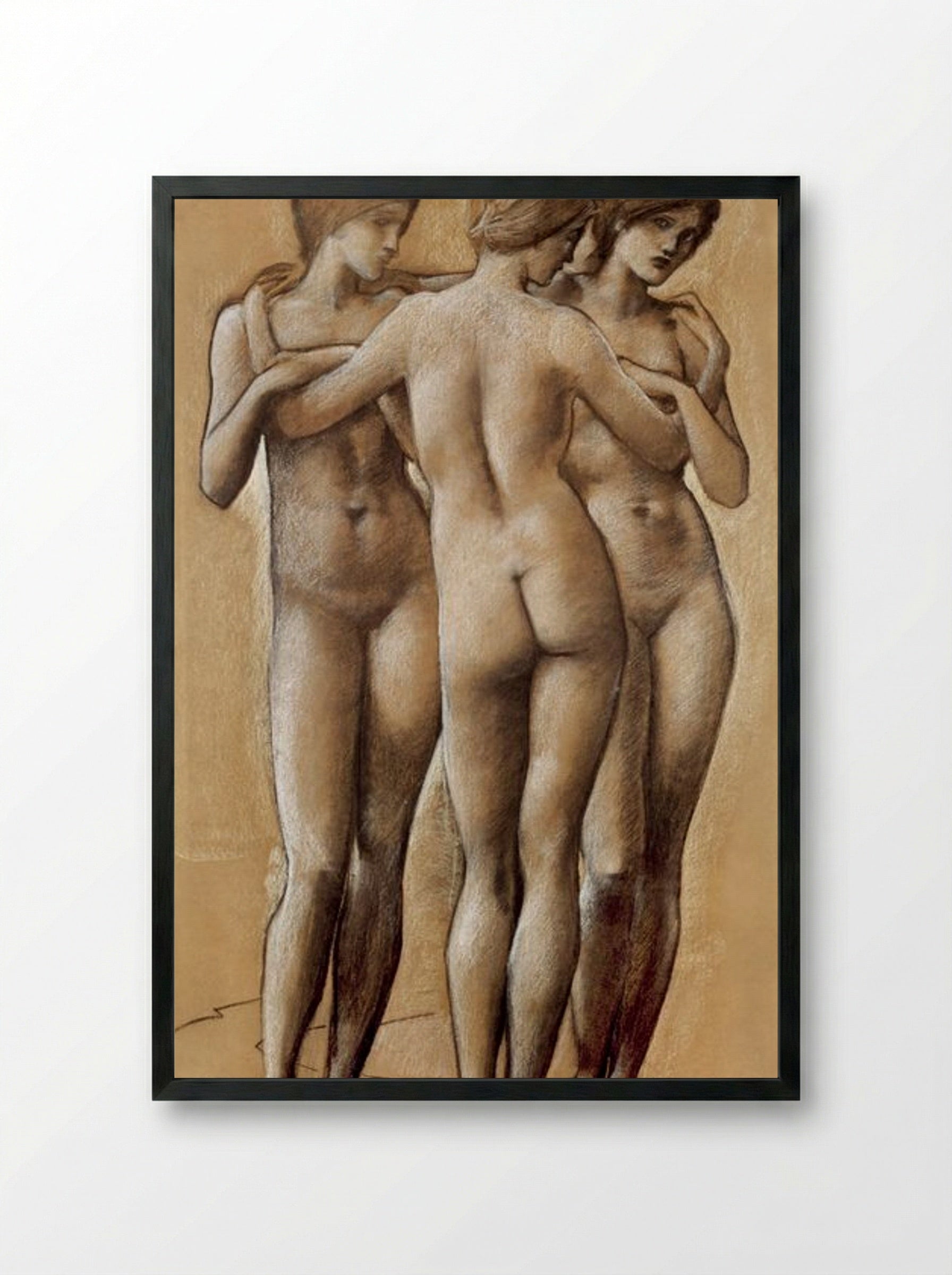 Study of the Three Graces - Edward Burne-Jones - Framed Print Black