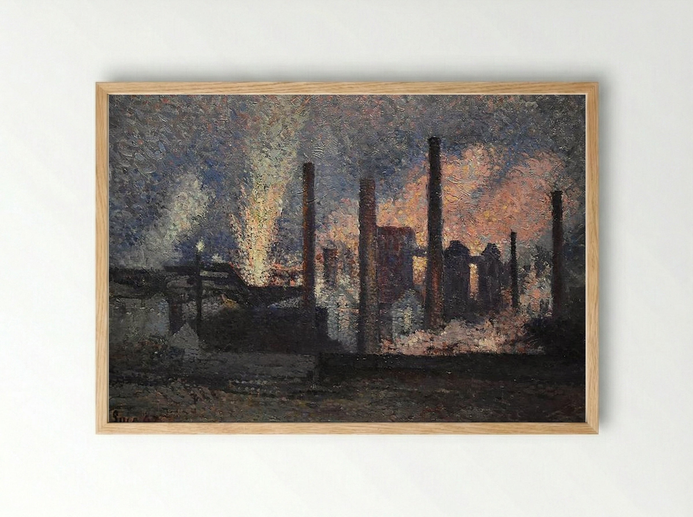 Usines près de Charleroi - Maximilien Luce - Framed Print Wood