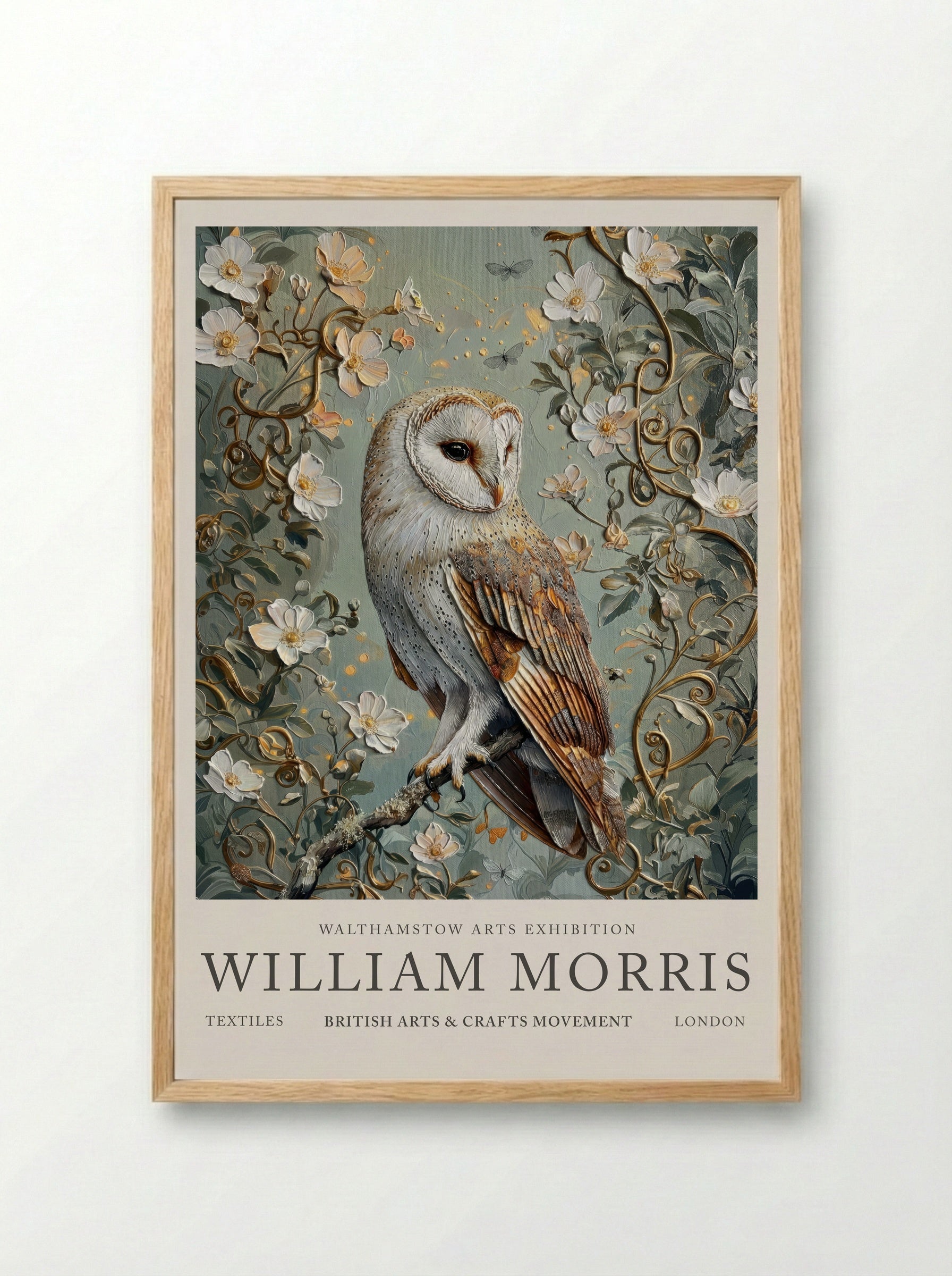 Barn Owl Whispering Wings - William Morris - Framed Print Wood