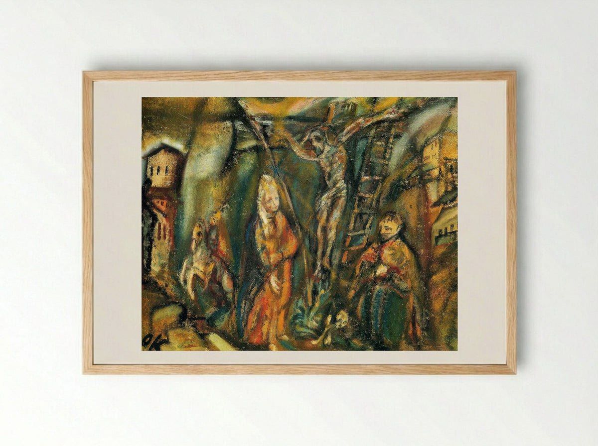 Crucifixion (Golgotha) - Oskar Kokoschka - Framed Print Wood