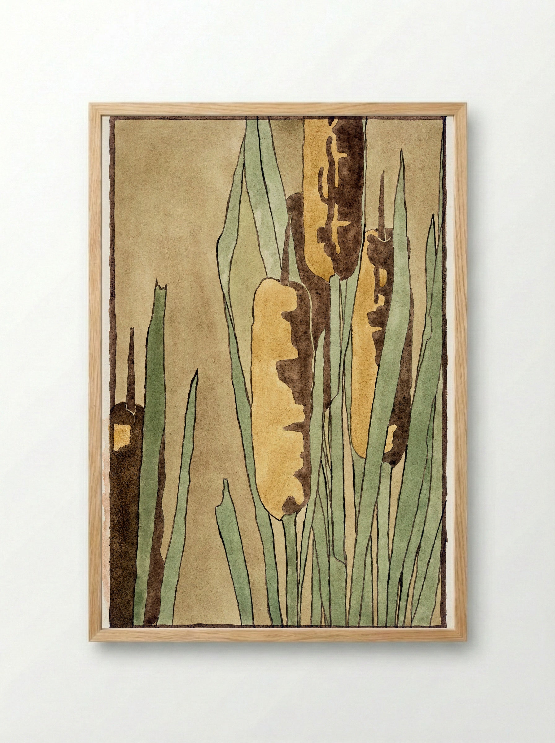 Cattail - Hannah Borger Overbeck - Framed Print Wood