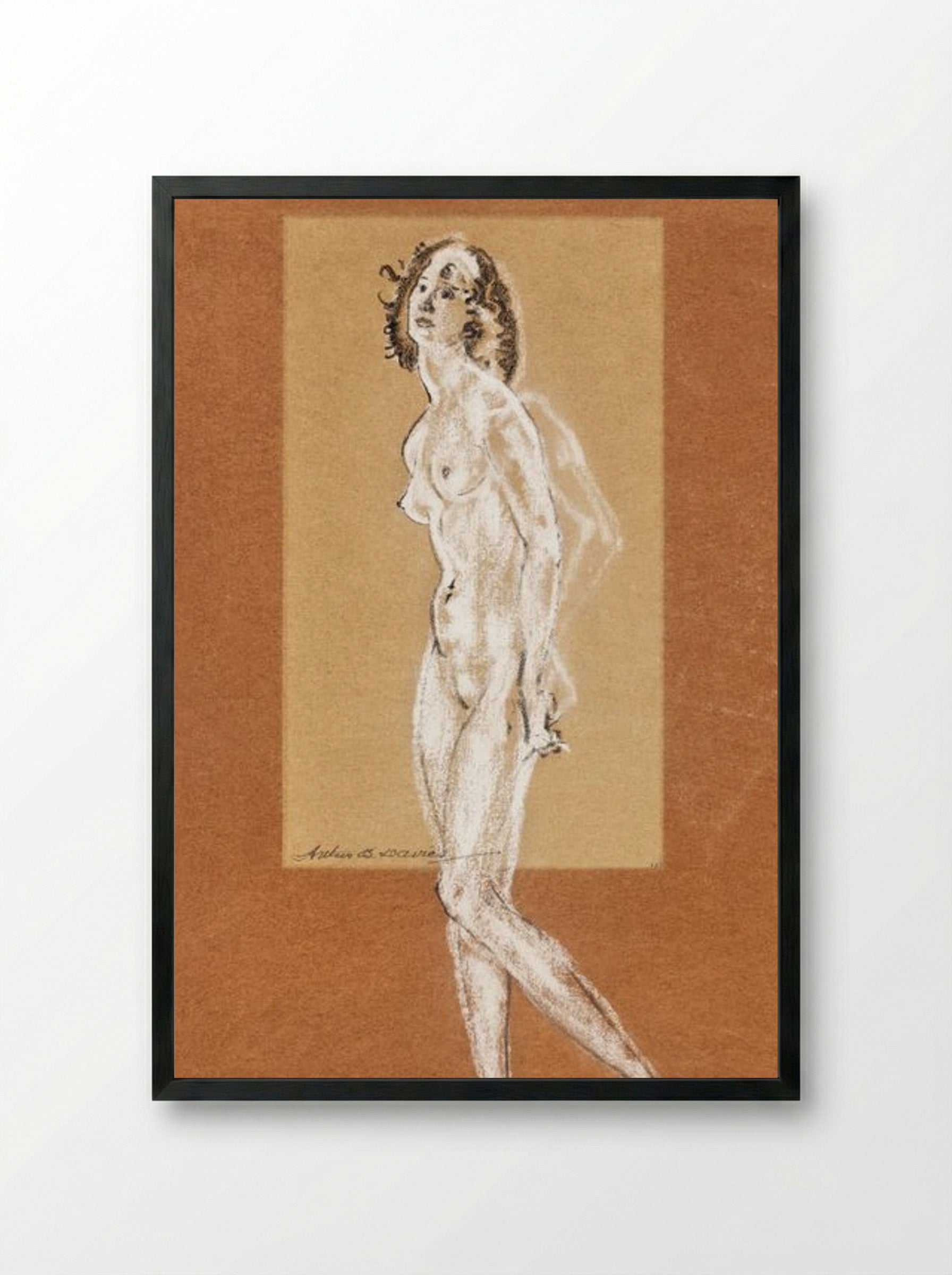 Standing Female Nude - Arthur B. Davies - Framed Print Black
