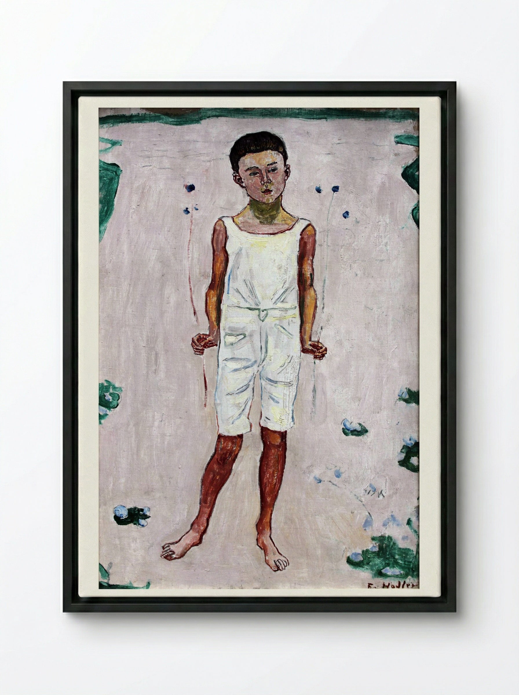 Childhood - Ferdinand Hodler - Framed Canvas Black