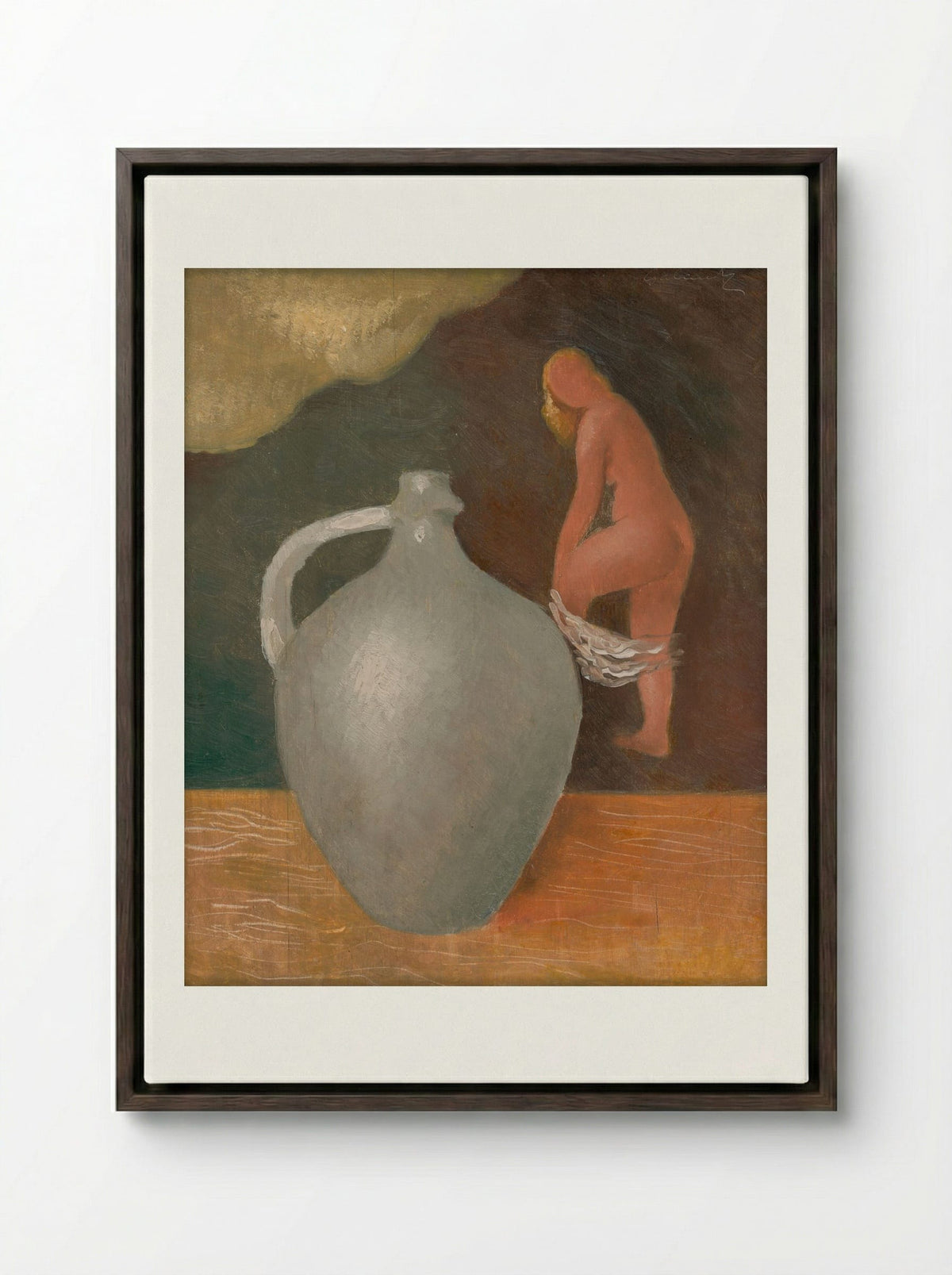 Woman with Jar - Mikuláš Galanda - Framed Canvas Dark Wood