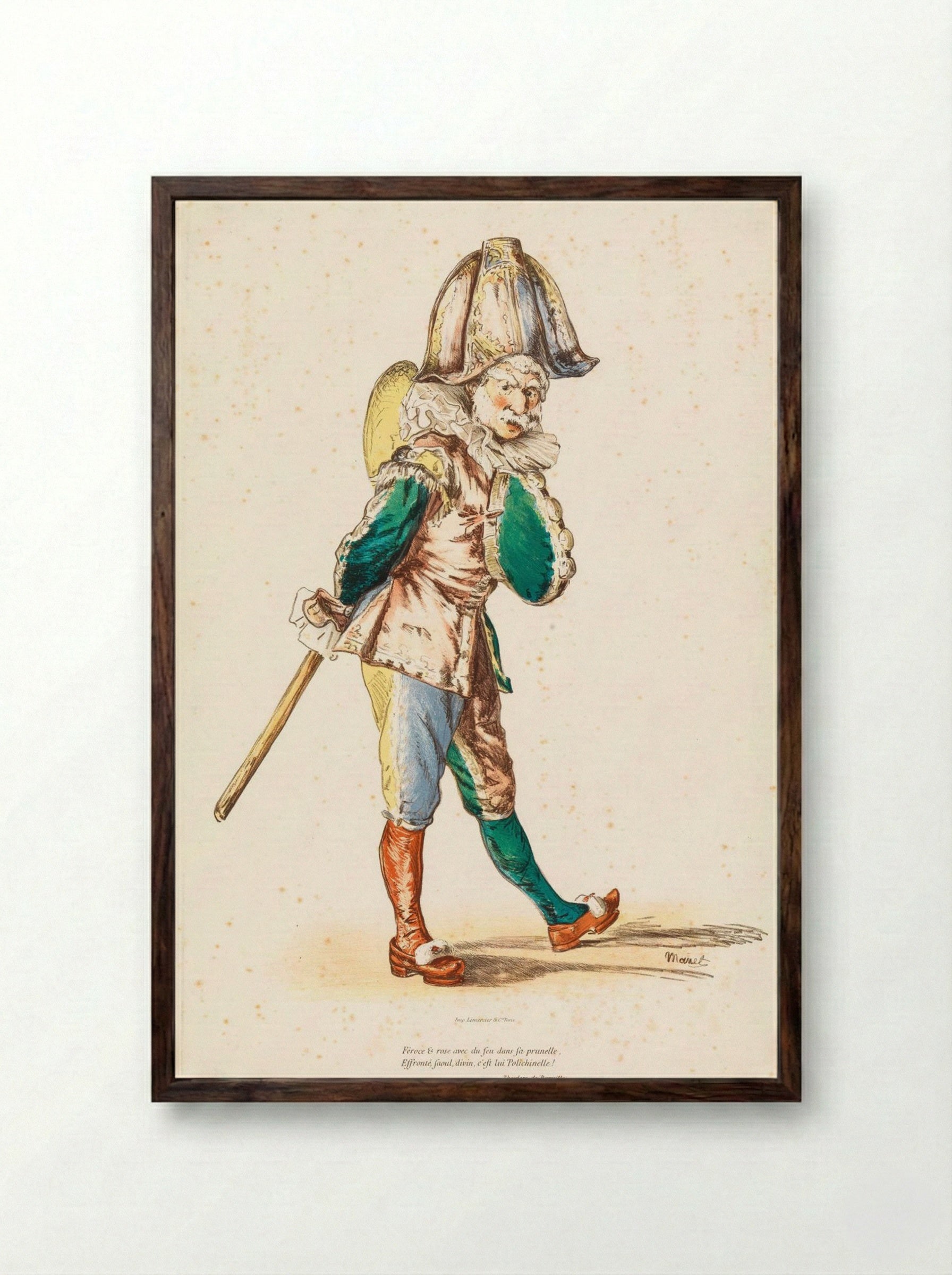 Polichinelle - Édouard Manet - Framed Print Dark Wood