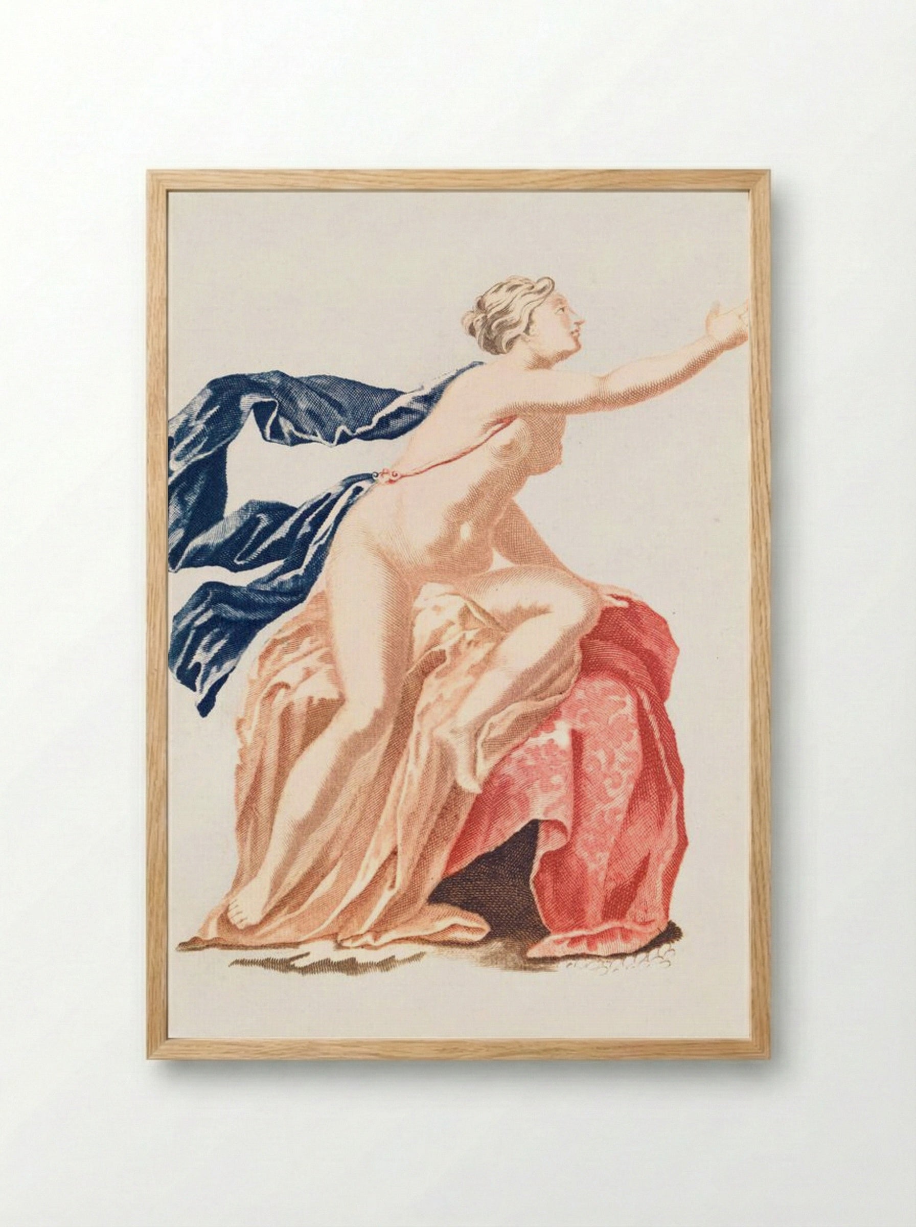 Papaver and Nude Female Figure - Fine Art Print - Framed Print Wood