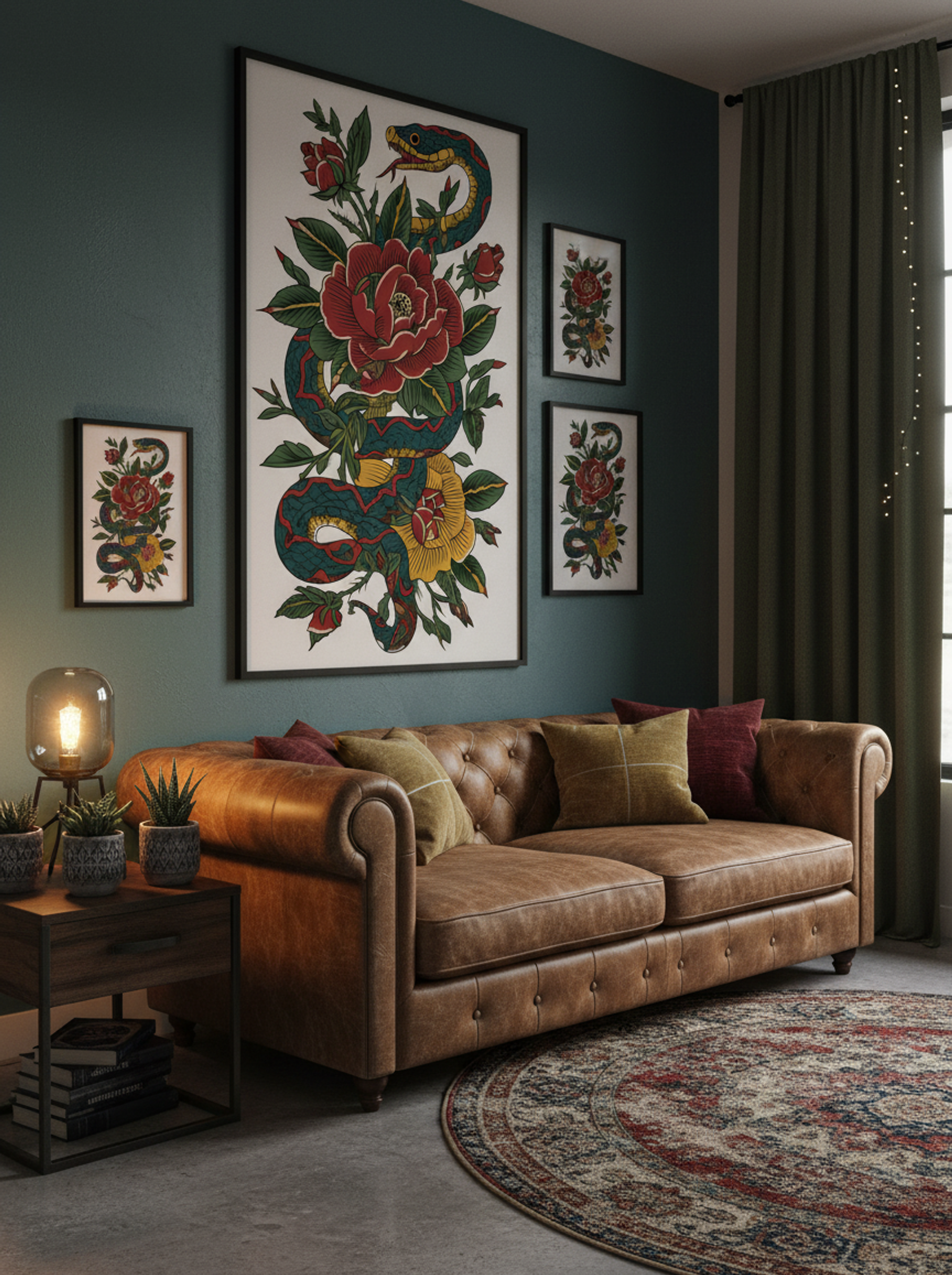 Snake and Roses - Neo Traditional Tattoo Art Print - Lifestyle