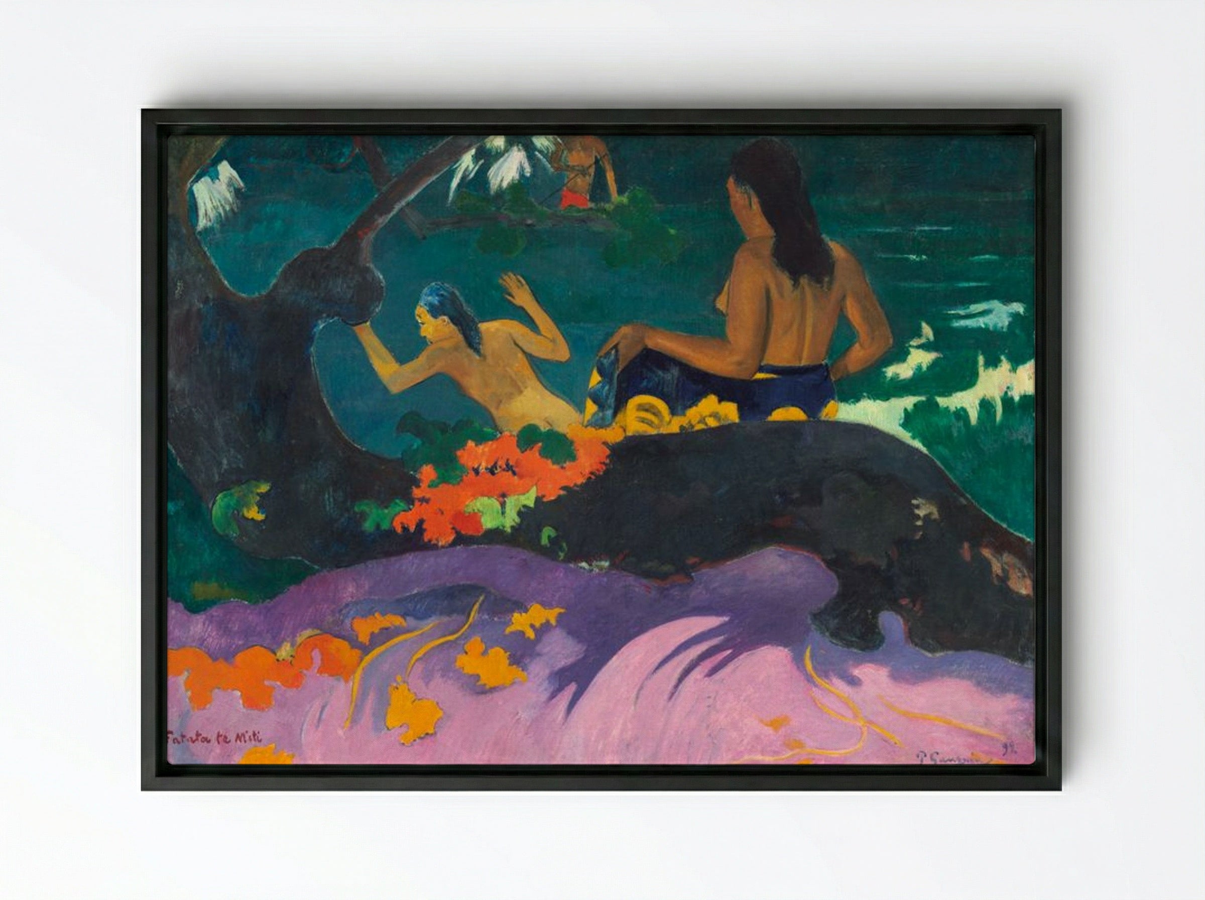 By the Sea (Fatata te Miti) - Paul Gauguin - Framed Canvas Black