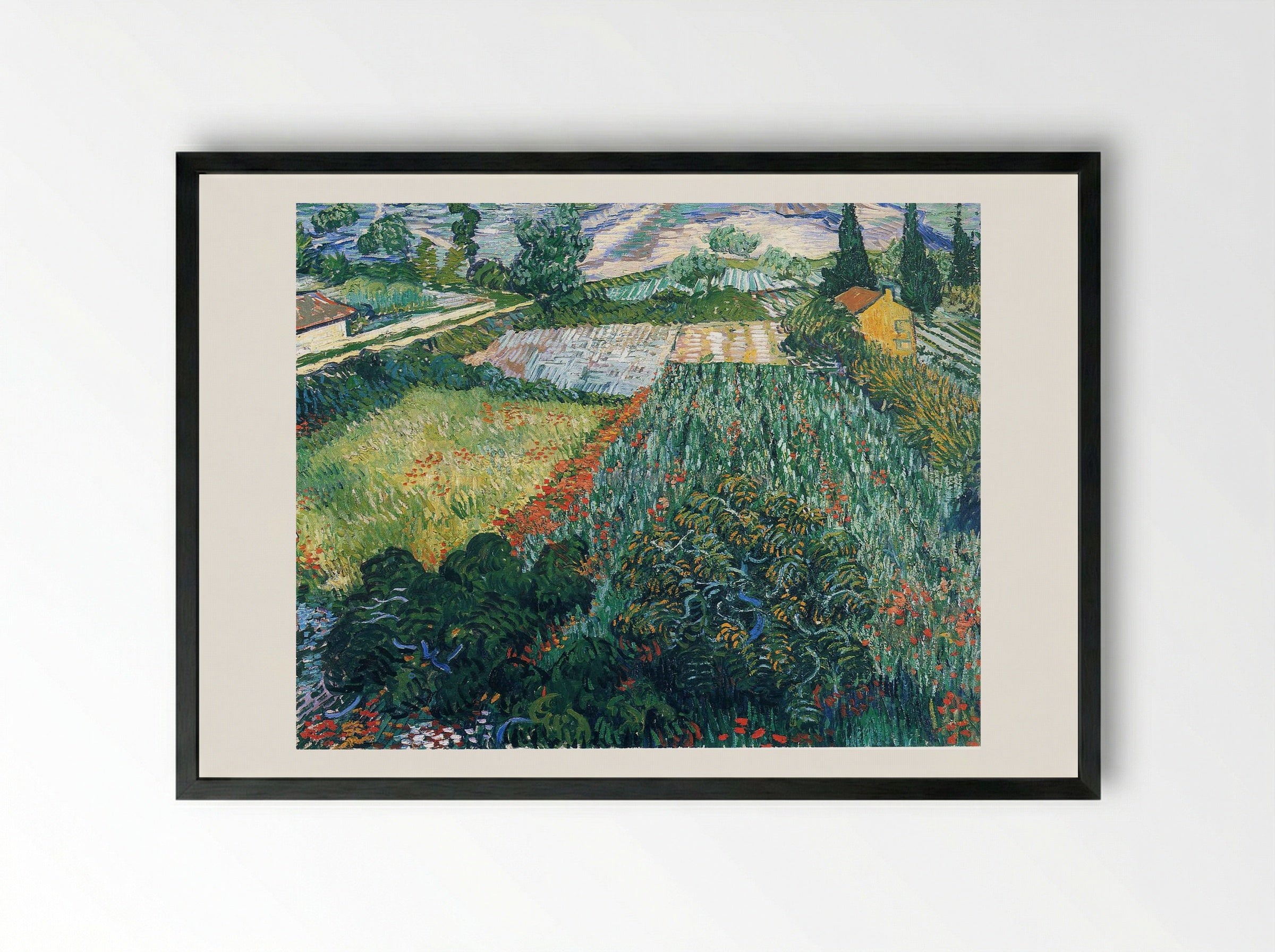 Field with Poppies - Vincent van Gogh - Framed Print Black