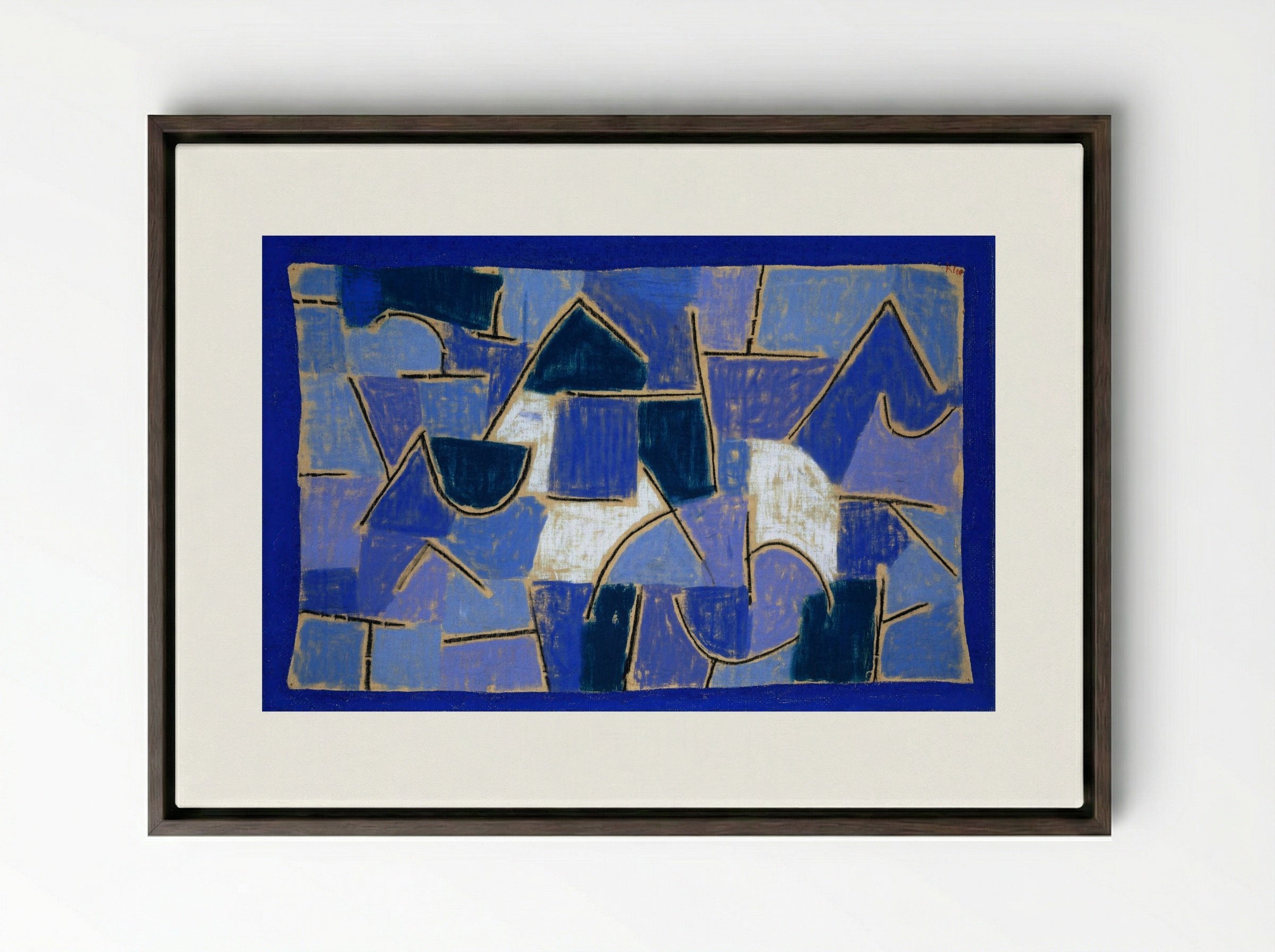Blue Night - Paul Klee - Framed Canvas Dark Wood
