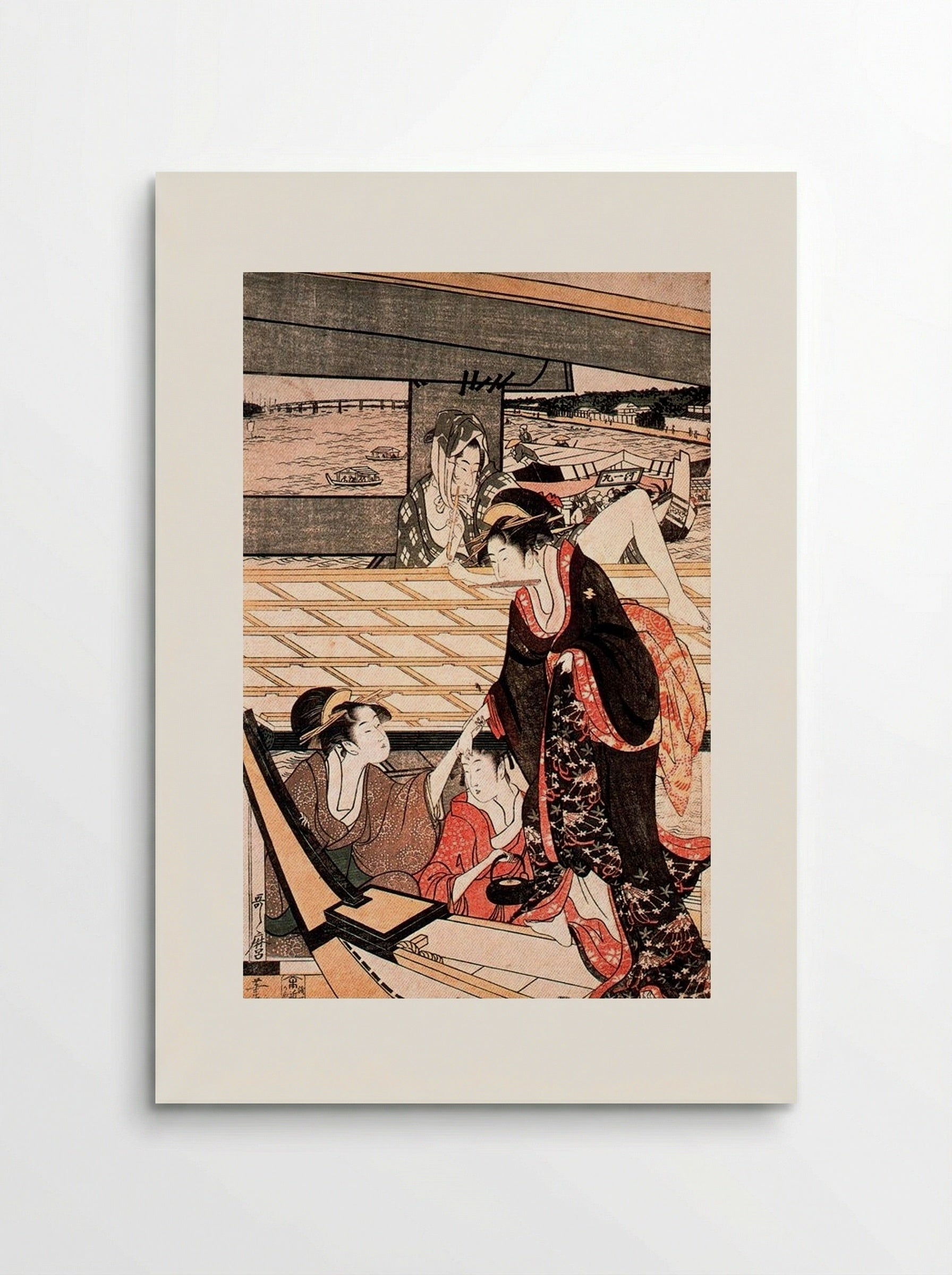 A Scene on the Bridge - Kitagawa Utamaro - Poster
