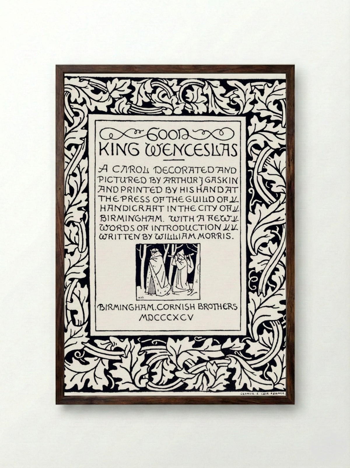 Good King Wenceslas (Manuscript Page) - William Morris - Framed Print Dark Wood