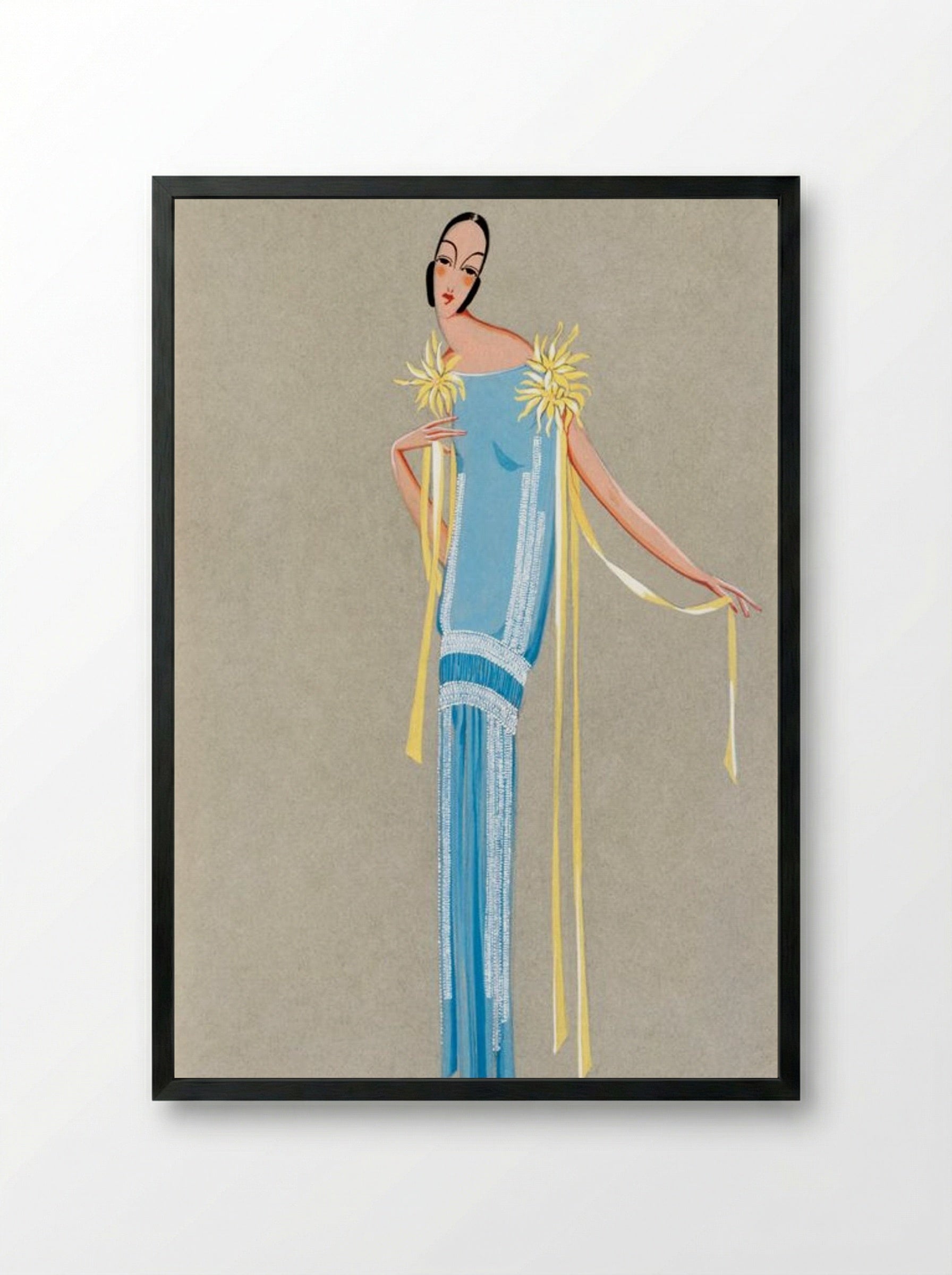 Design for 'L'Accroche-Coeur' Summer Dress, 1924 - Fine Art Print - Framed Print Black