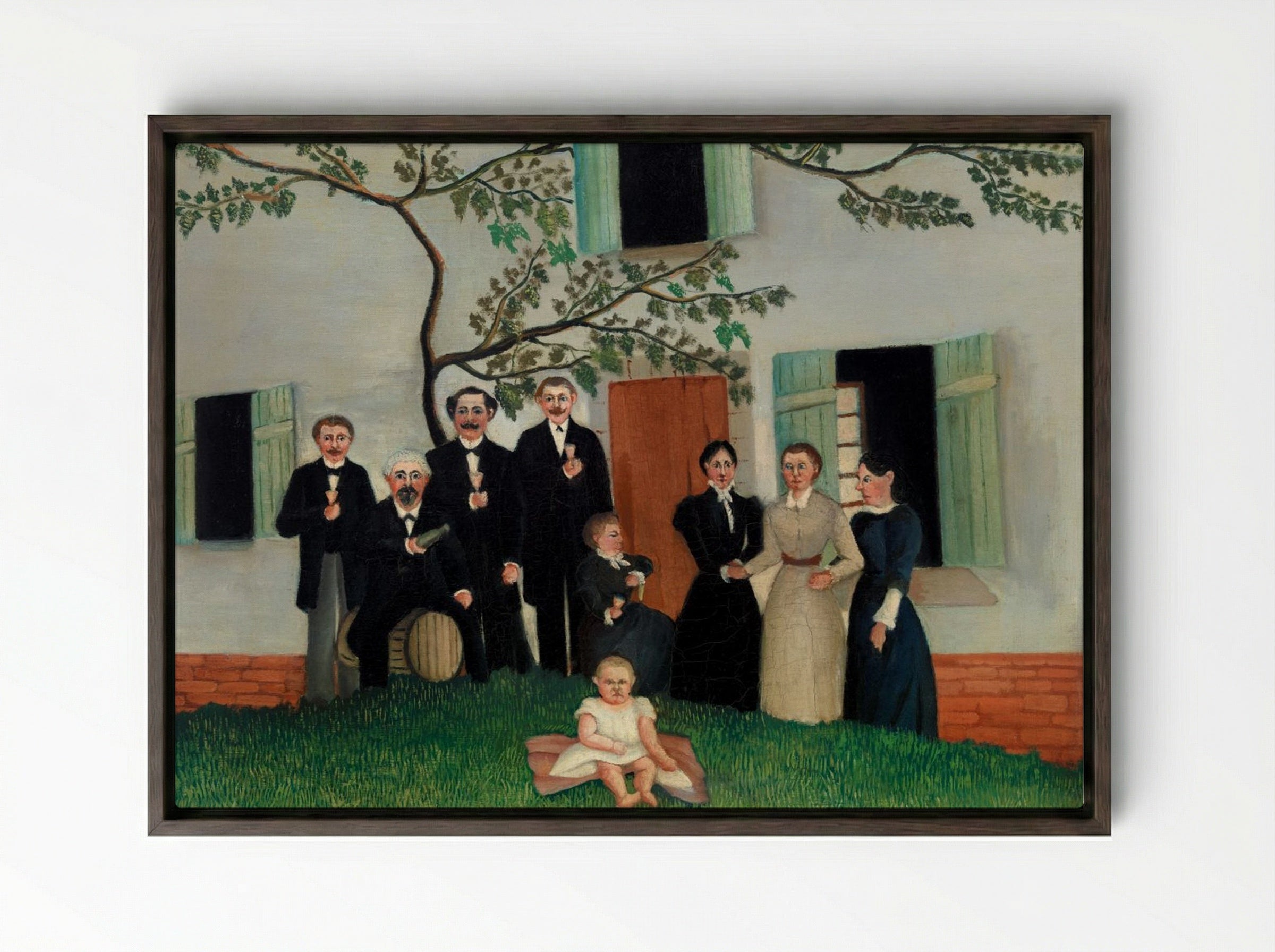 The Family (La Famille) - Henri Rousseau - Framed Canvas Dark Wood