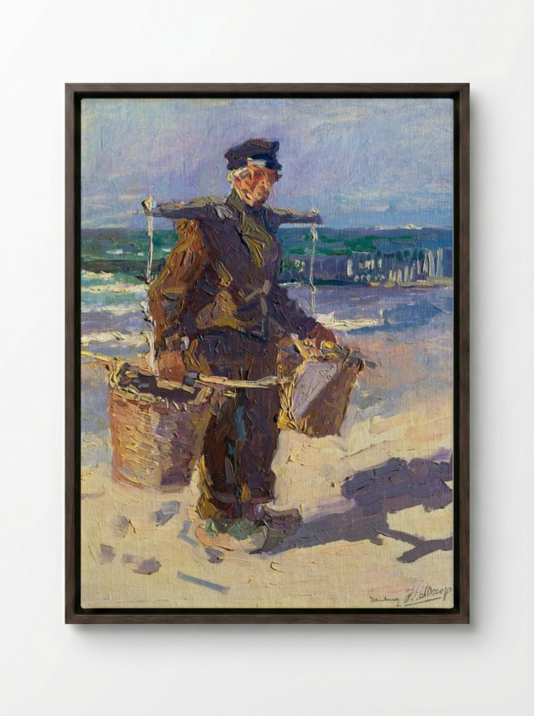 The Shell Fisherman - Jan Toorop - Framed Canvas Dark Wood