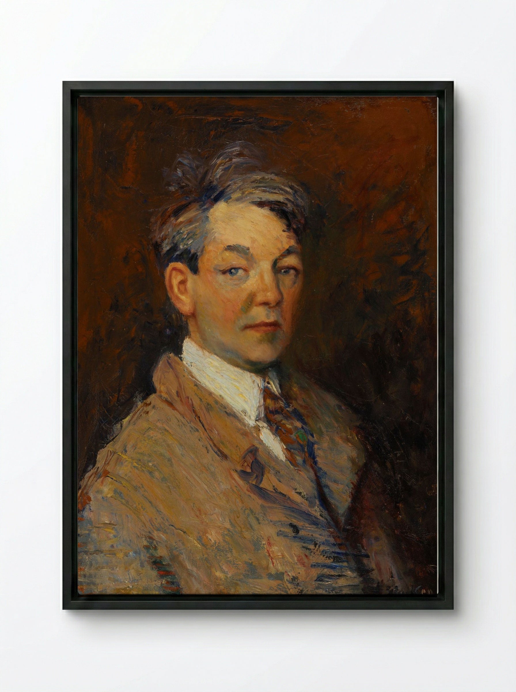 Self-Portrait - William James Glackens - Framed Canvas Black