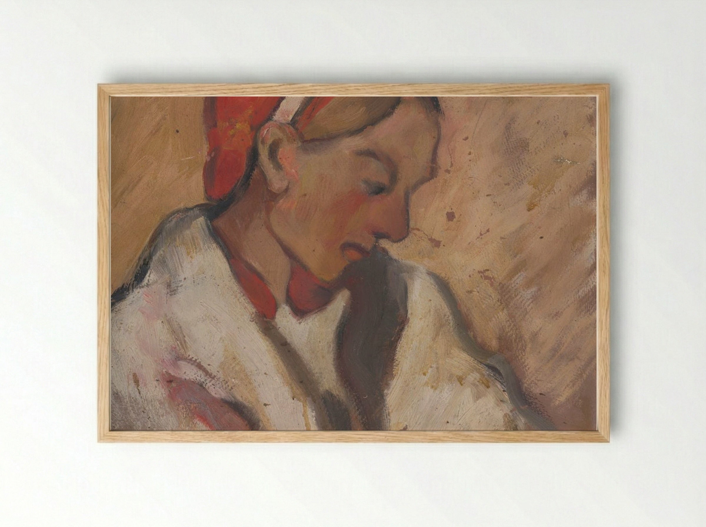 Girl in a Red Bonnet - Zolo Palugyay - Framed Print Wood