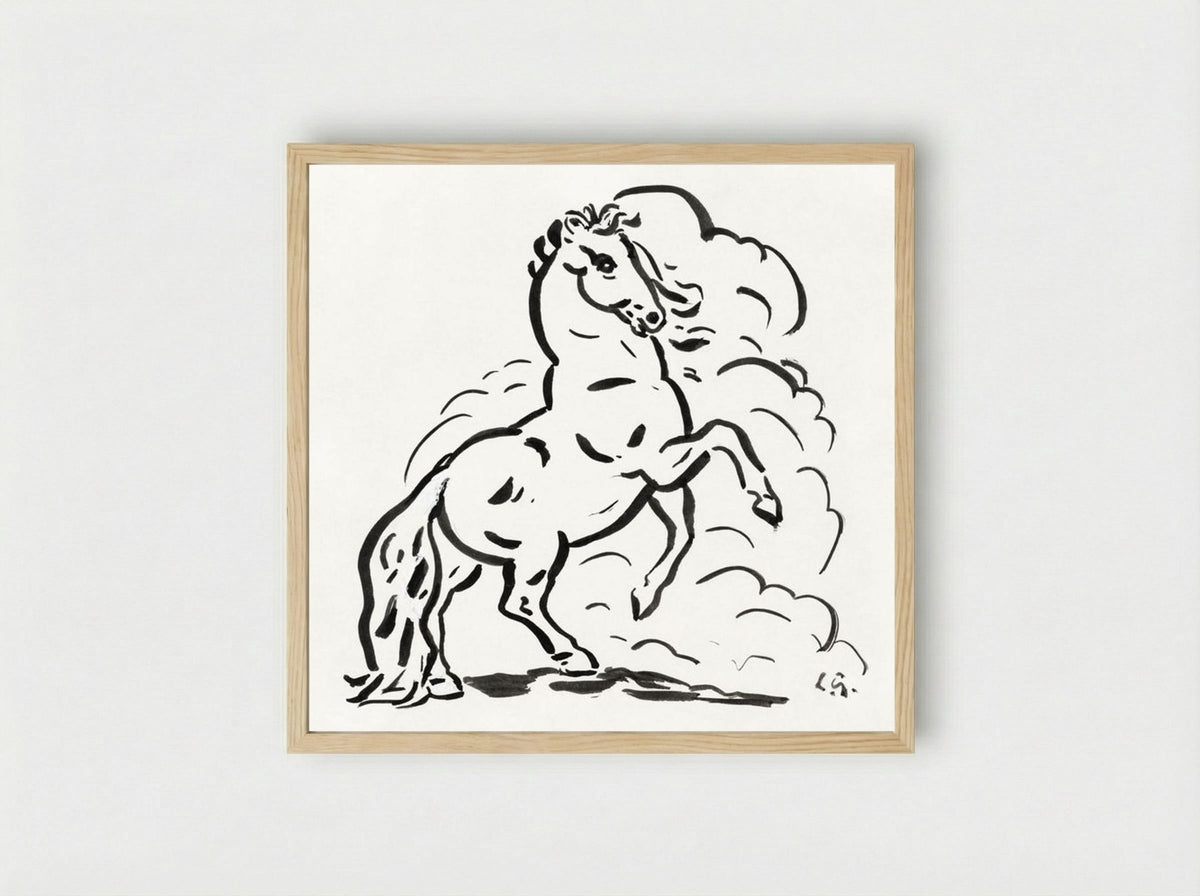 Rearing Horse - Leo Gestel - Framed Print Wood
