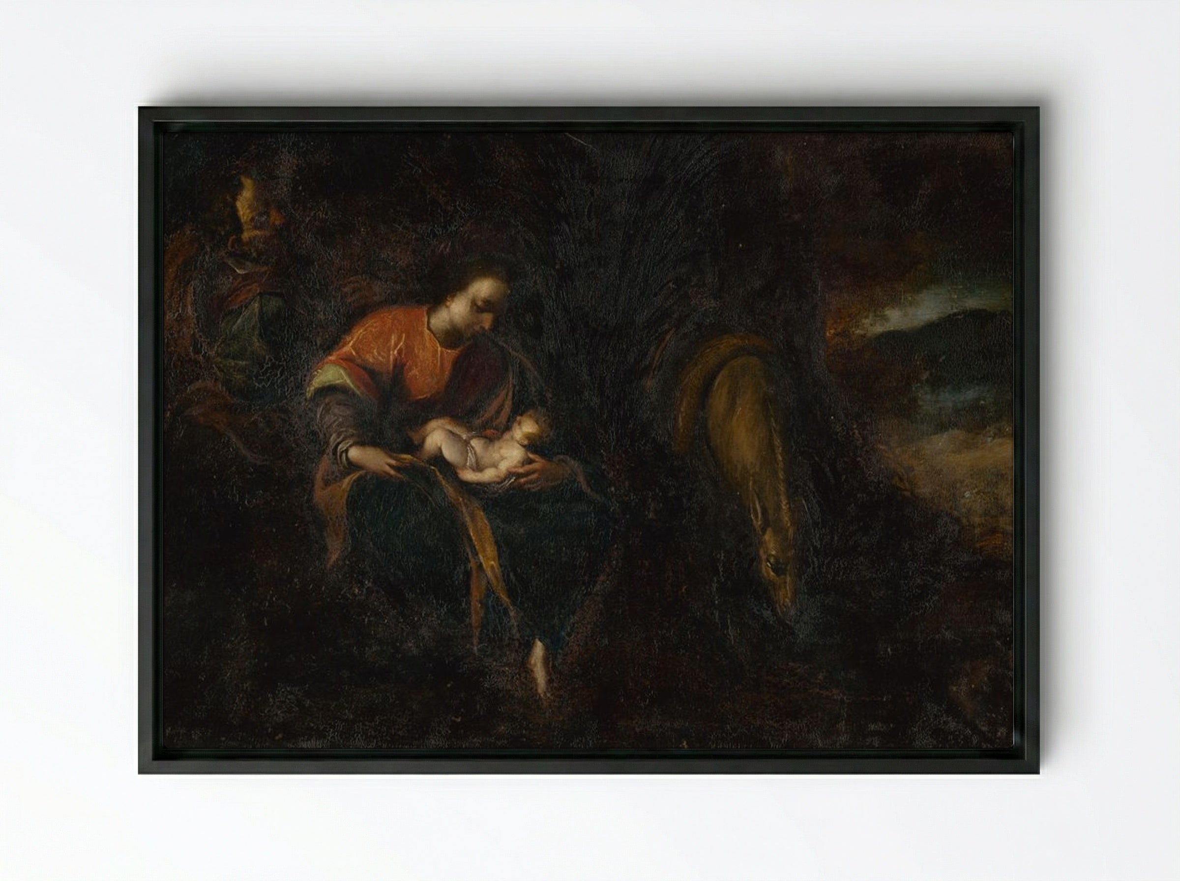 The Holy Family - Correggio - Framed Canvas Black