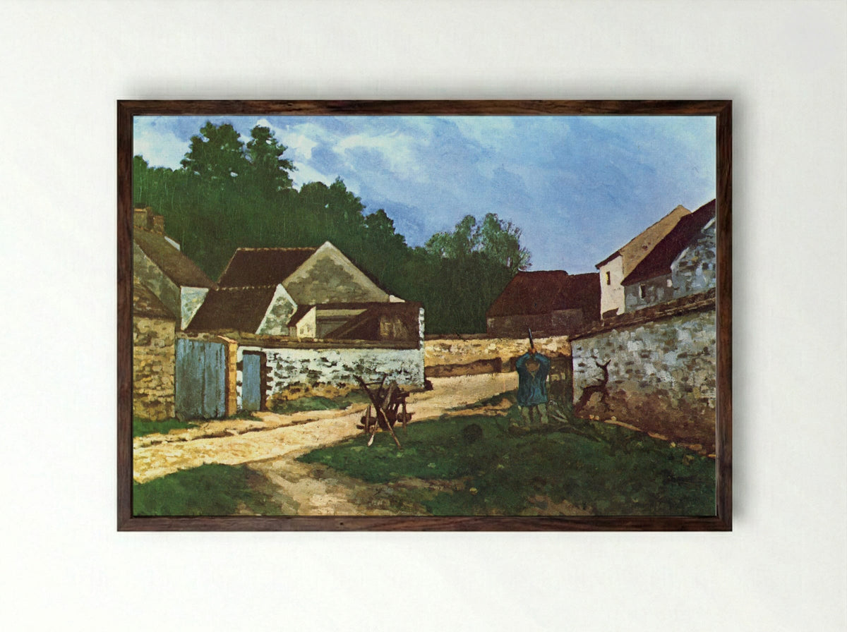 Dorfstrasse in Marlotte - Alfred Sisley - Framed Print Dark Wood