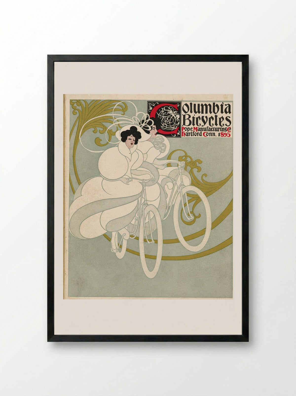Columbia Bicycles, Pope Manufacturing Co., Hartford, Conn. - Will H. Bradley - Framed Print Black