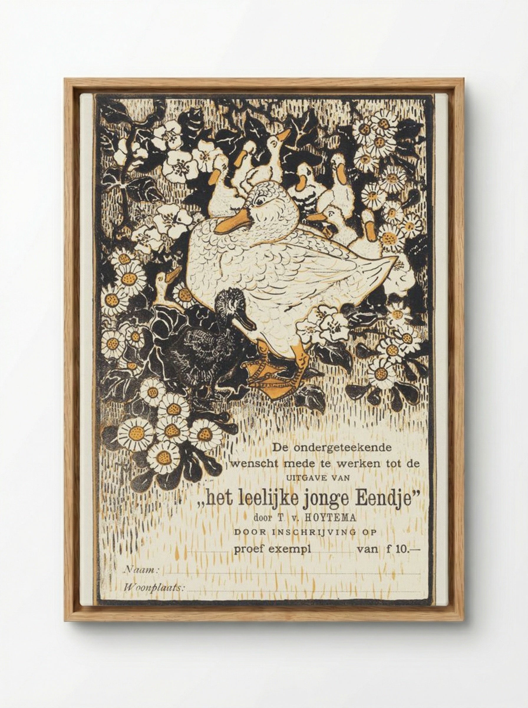 Bestelkaart voor proefexemplaar van 'Het leelijke jonge Eendje' - Theo van Hoytema - Framed Canvas Wood