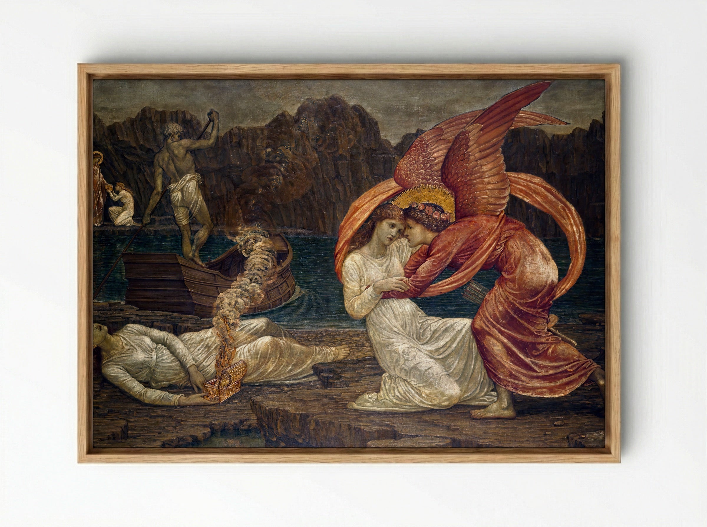 Psyche Receiving the Casket from Proserpine - Edward Burne-Jones - Framed Canvas Wood