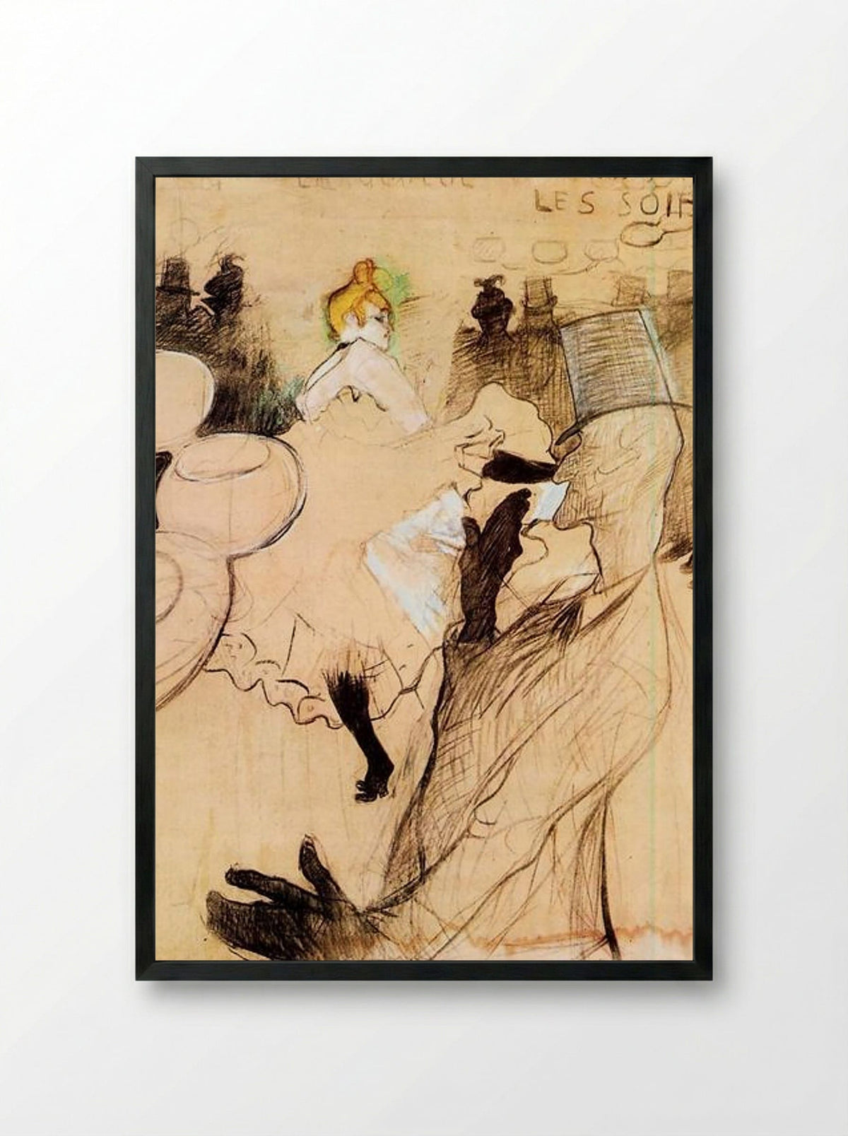 The Goulue and Valentin, The Boneless One - Henri de Toulouse-Lautrec - Framed Print Black