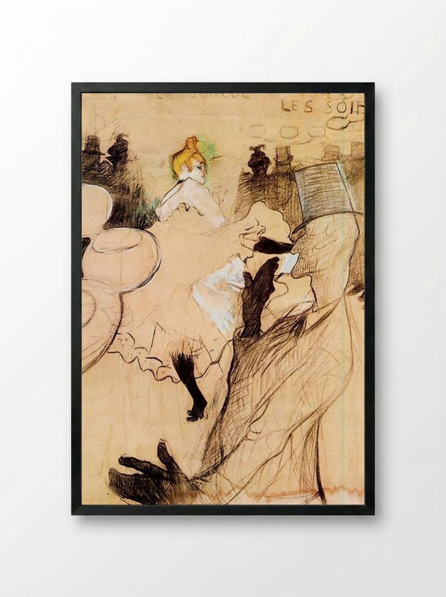 The Goulue and Valentin, The Boneless One - Henri de Toulouse-Lautrec - Framed Print Black