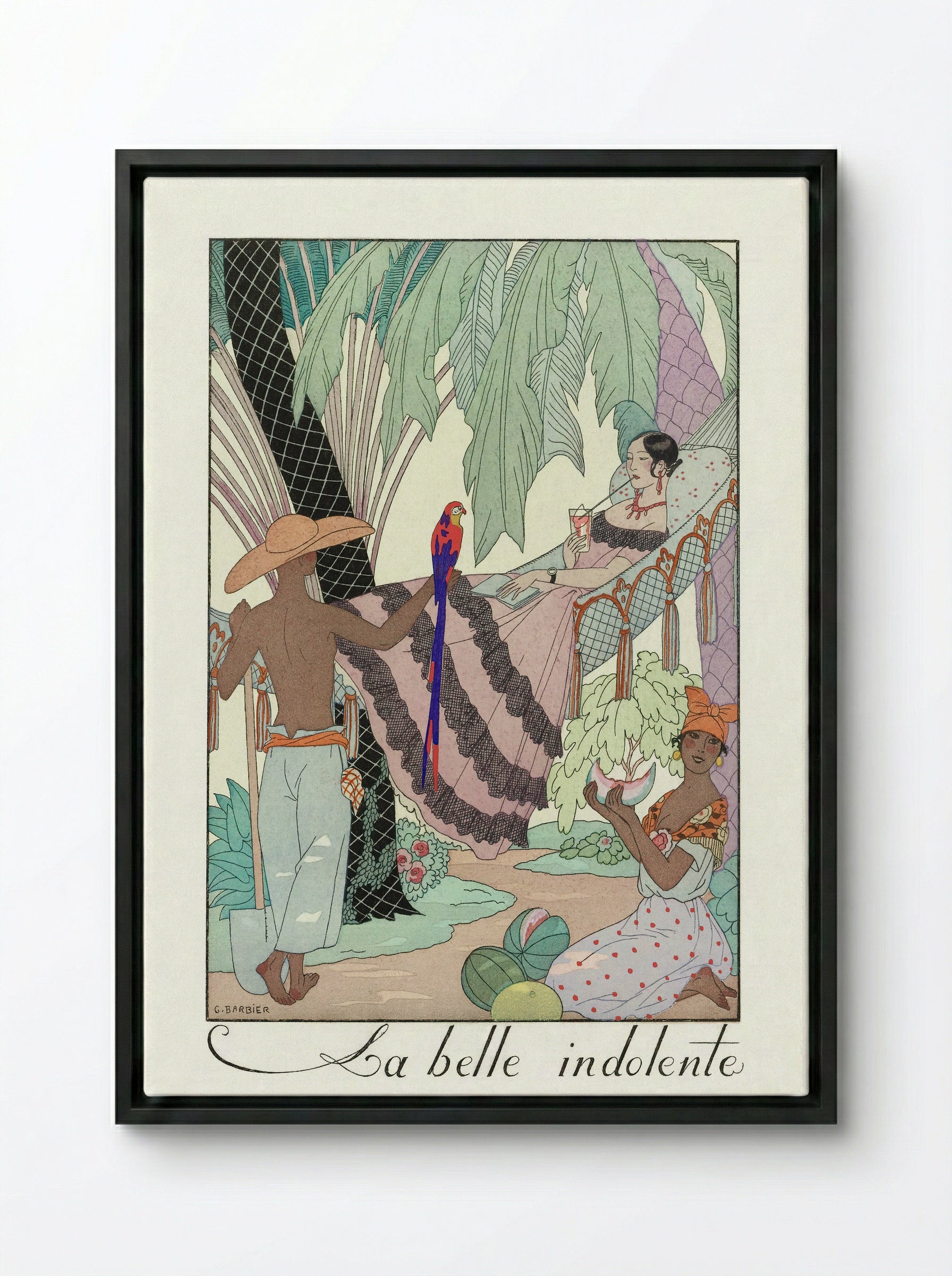 La Belle Indolente - George Barbier - Framed Canvas Black