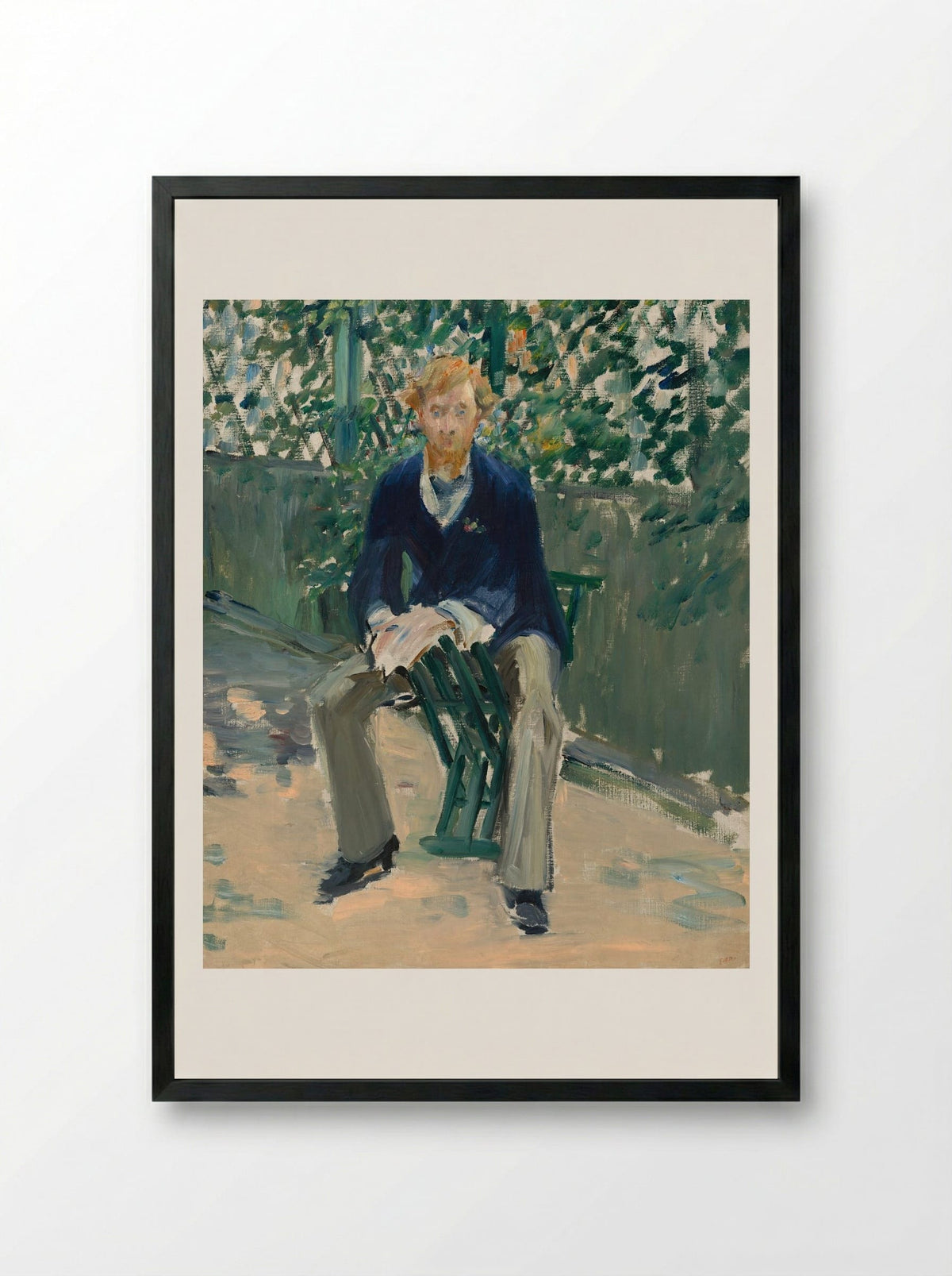 George Moore in the Artist's Garden - Édouard Manet - Framed Print Black
