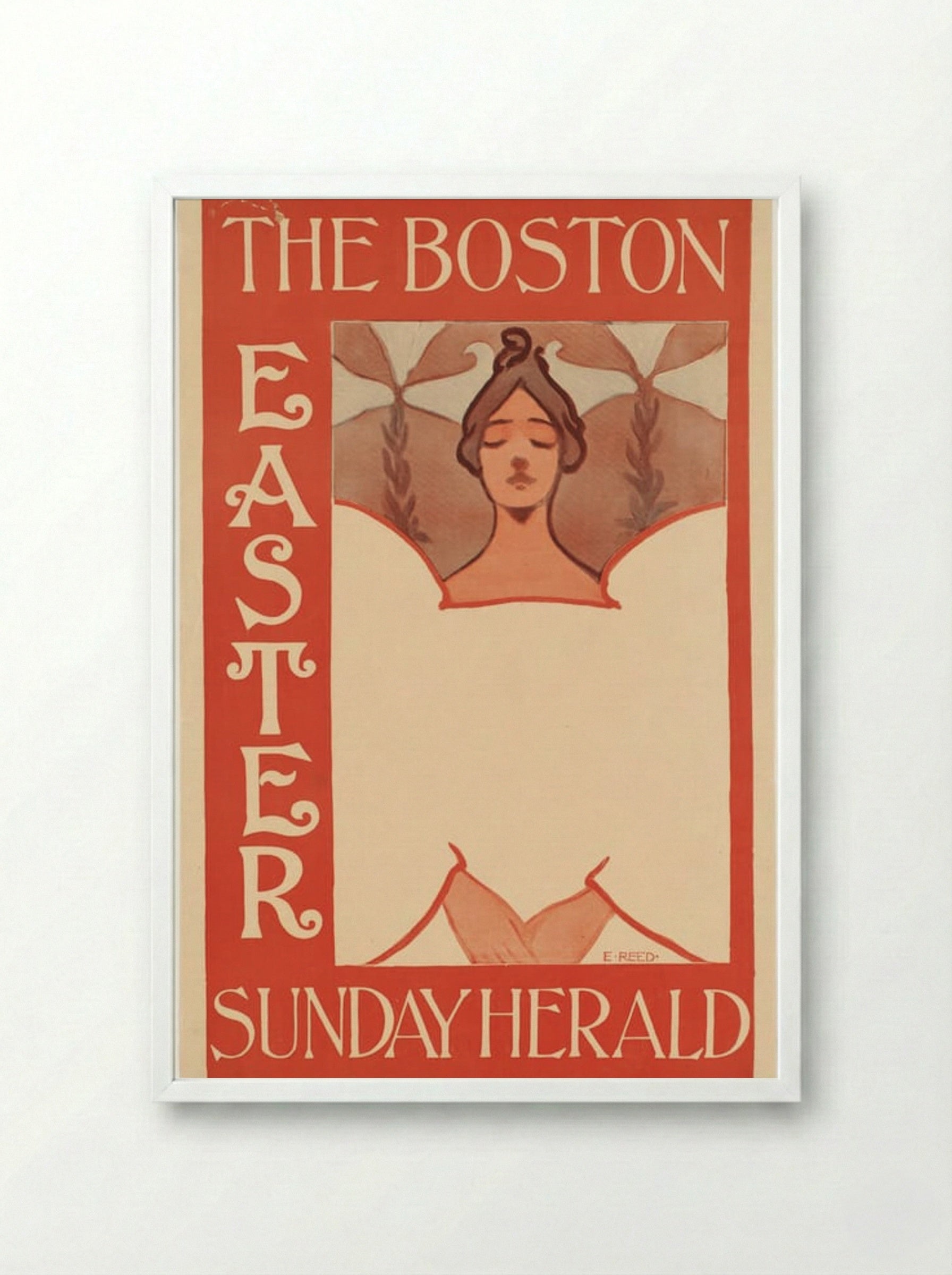The Boston Sunday Herald, Easter Illustration - Ethel Reed - Framed Print White