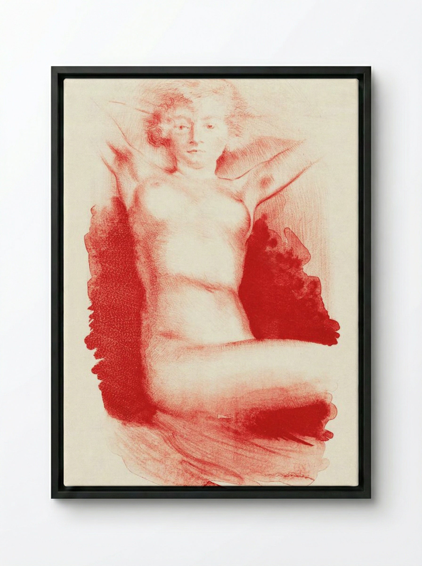 Zittende naakte vrouw (Seated Nude) - Huib Luns - Framed Canvas Black