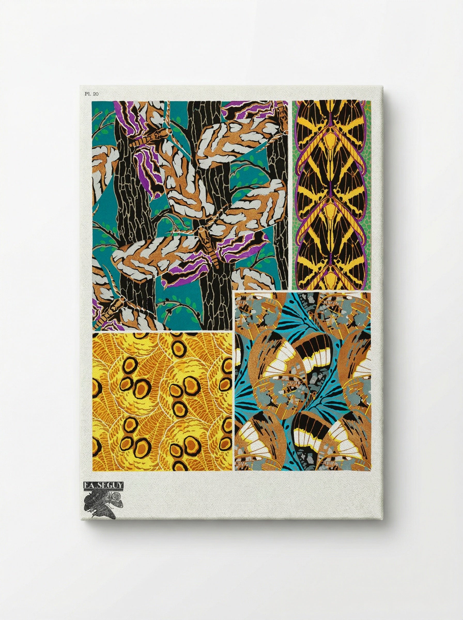 Butterflies Pattern Plate (from Papillons) - Émile-Allain Séguy - Canvas