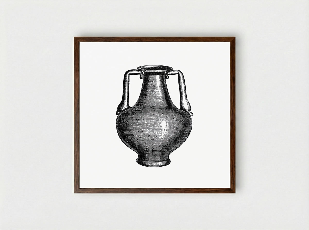 Classical Amphora - Fine Art Print - Framed Print Dark Wood