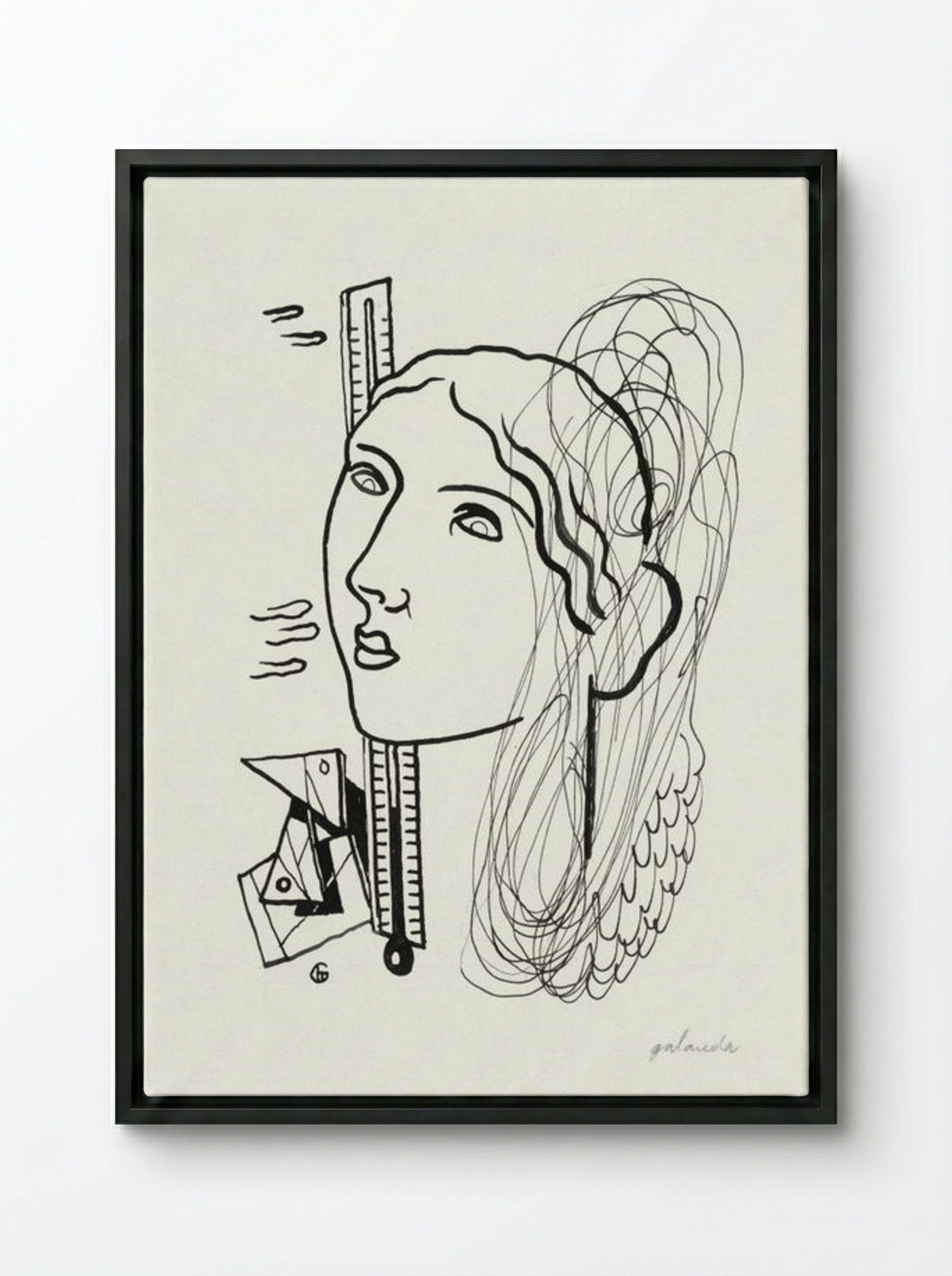 Thermometer (Woman Illustration) - Mikuláš Galanda - Framed Canvas Black